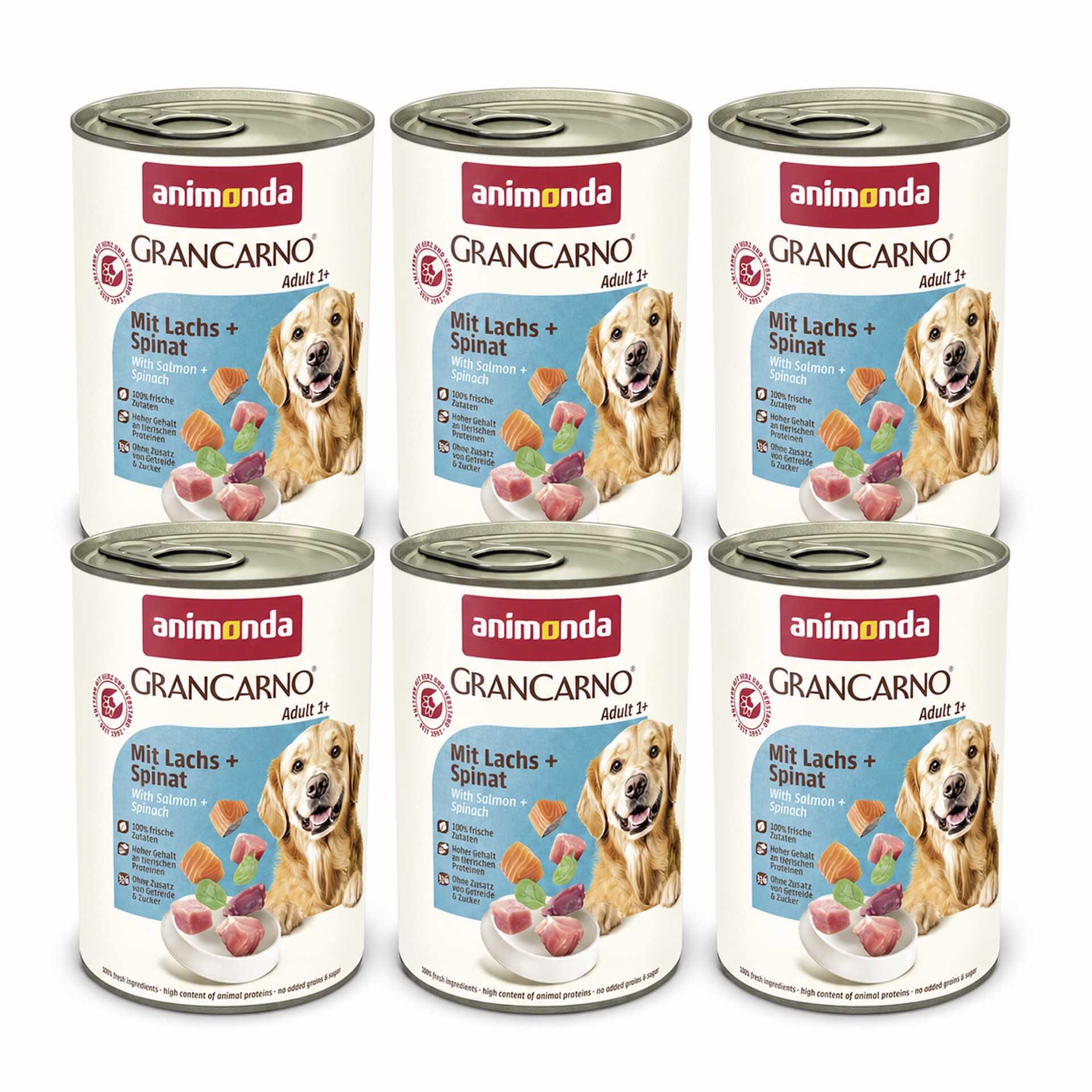 Animonda Gran Carno Ispanaklı Ve Somonlu Yetişkin Köpek Konservesi  400 Gr x 6 Adet