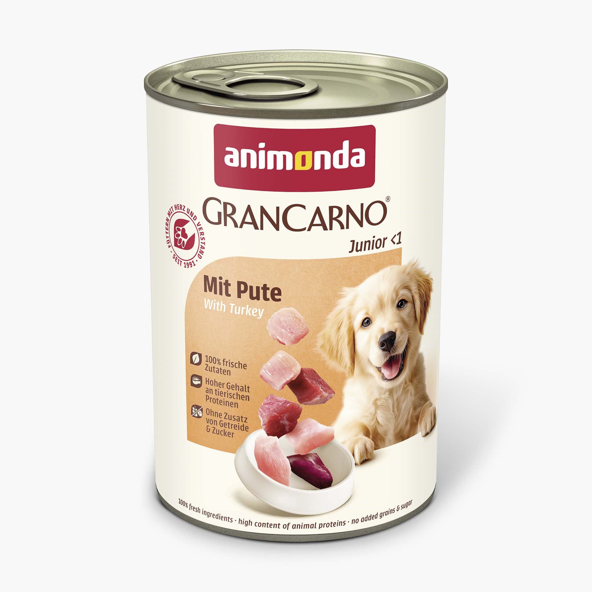 Animonda Gran Carno Junior Sığır Etli Ve Hindi Yürekli Yavru Köpek Konservesi  400 Gr