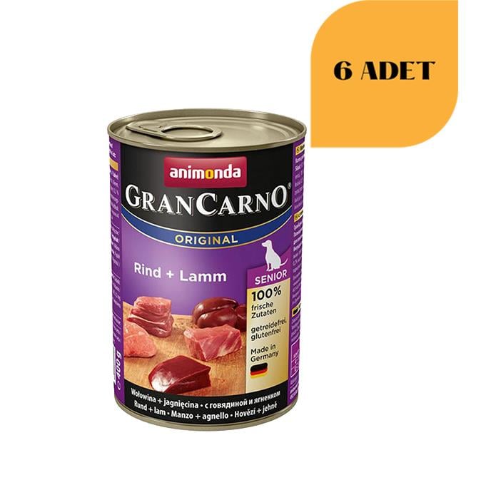 Animonda Gran Carno Senior Kuzulu Ve Sığır Etli Yaşlı Köpek Konservesi  400 Gr x 6 Adet