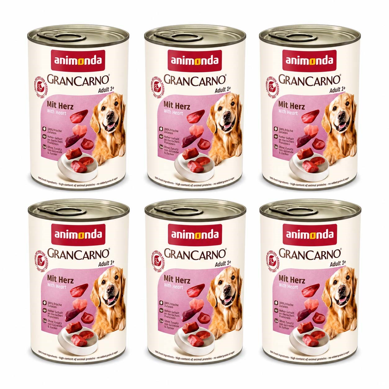 Animonda Gran Carno Yürekli Yetişkin Köpek Konservesi  400 Gr X 6 Adet