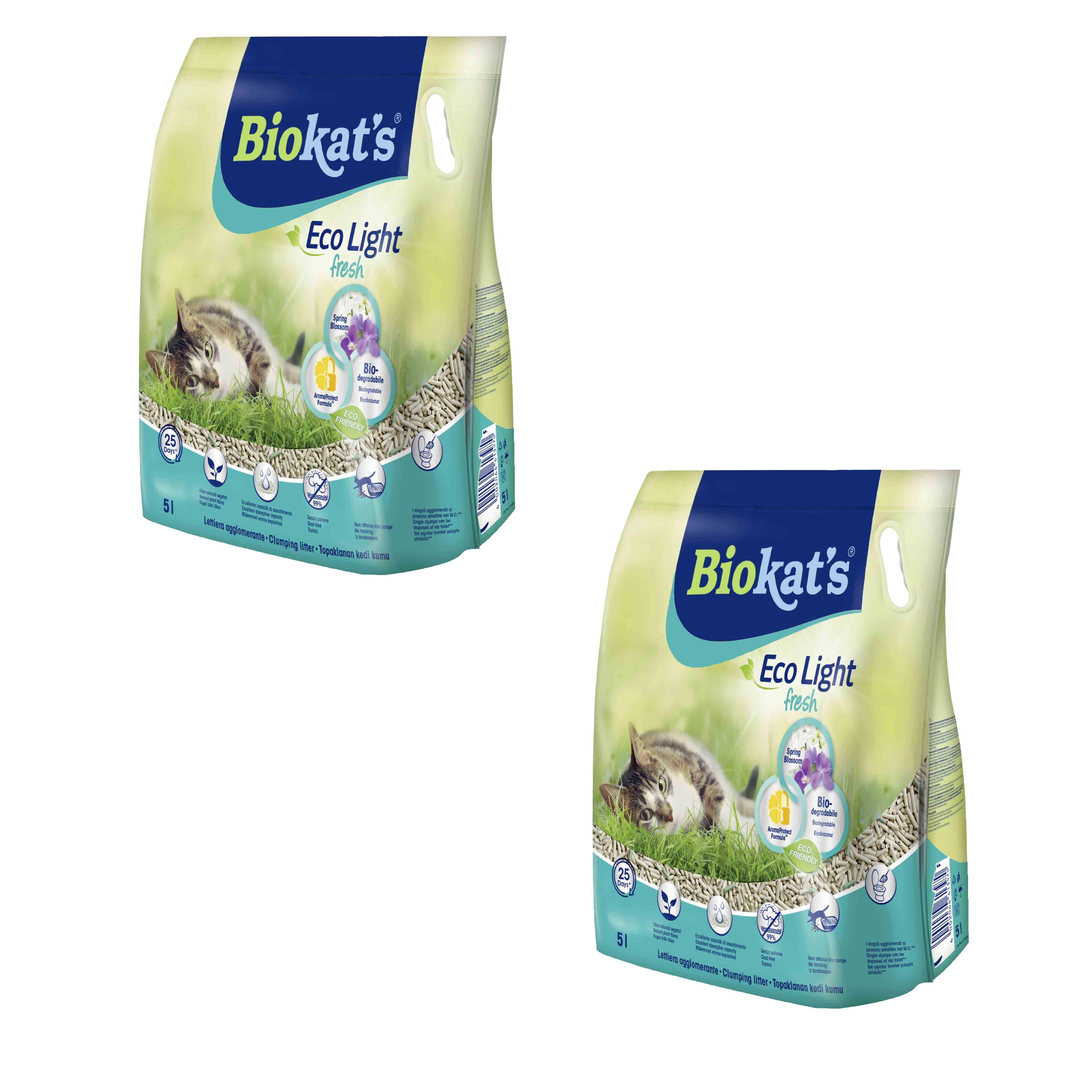 Biokat's Eco Light Bahar Çiçeği Kokulu Pelet Kedi Kumu 5 LT x 2 Adet  