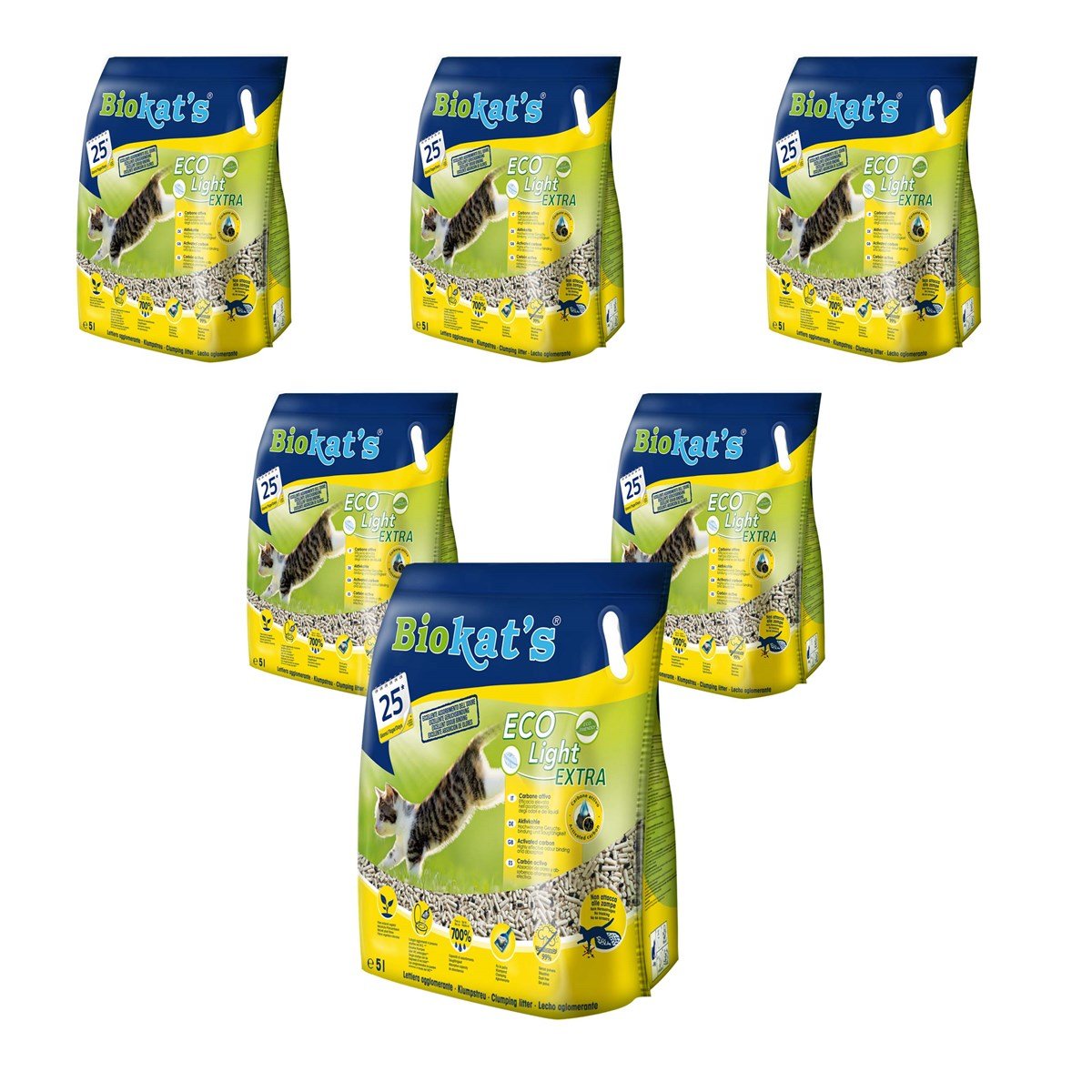 Biokat's Eco Light Extra Aktif Karbonlu Pelet Kedi Kumu 5 LT x 6 Adet