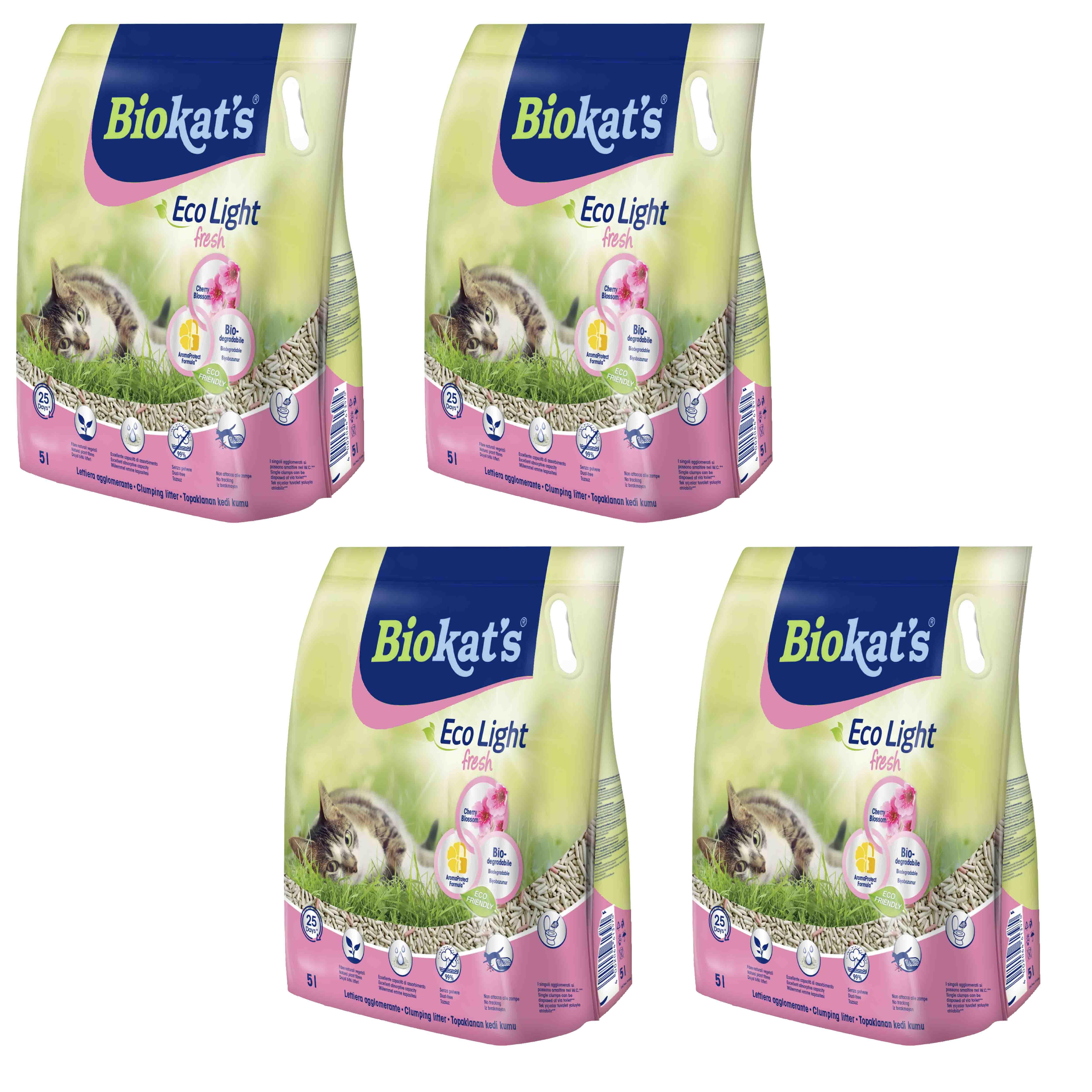 Biokat's Eco Light Kiraz Çiçeği Kokulu Pelet Kedi Kumu 5 LT x 4 Adet