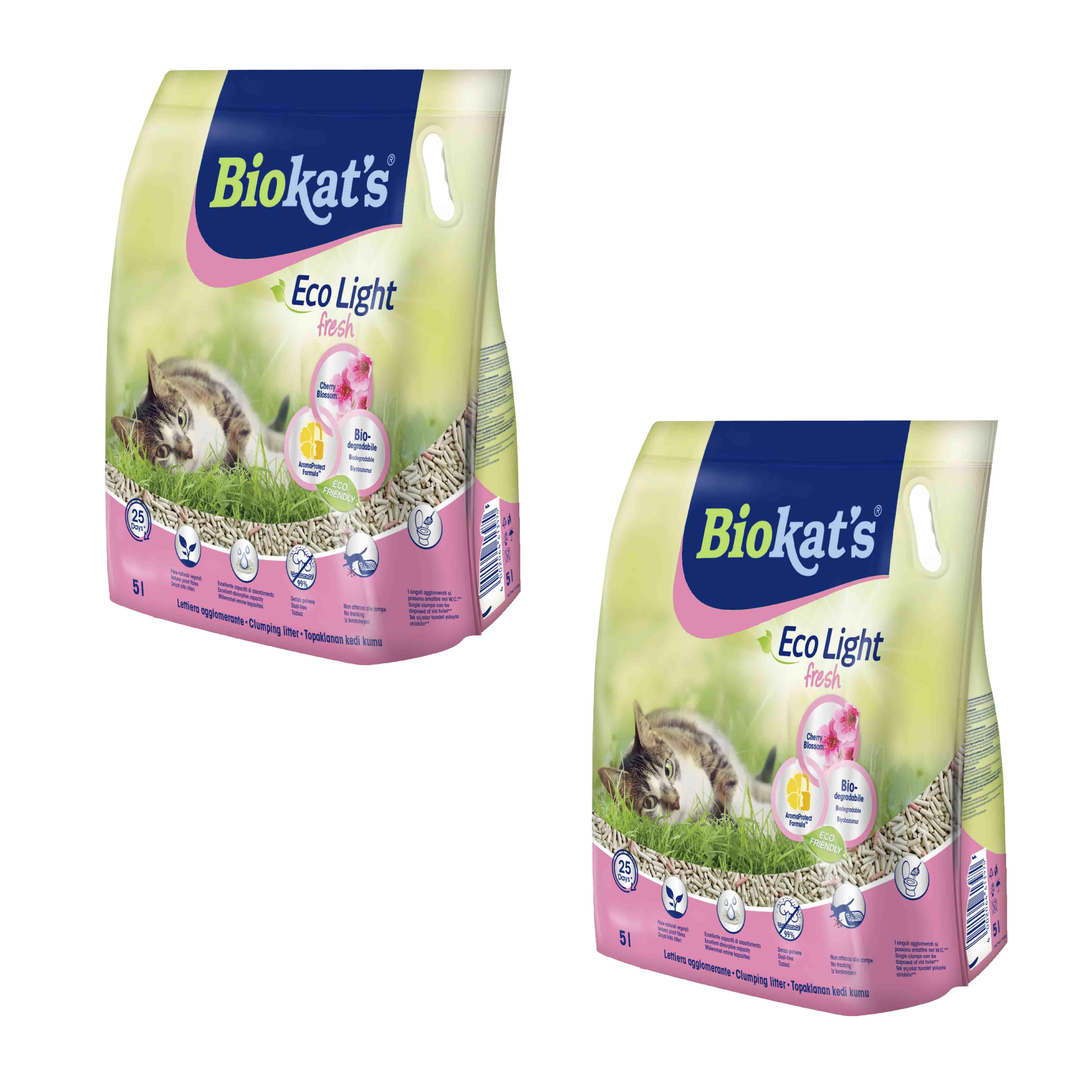 Biokat's Eco Light Kiraz Çiçeği Kokulu Pelet Kedi Kumu 5 LT x 2 Adet