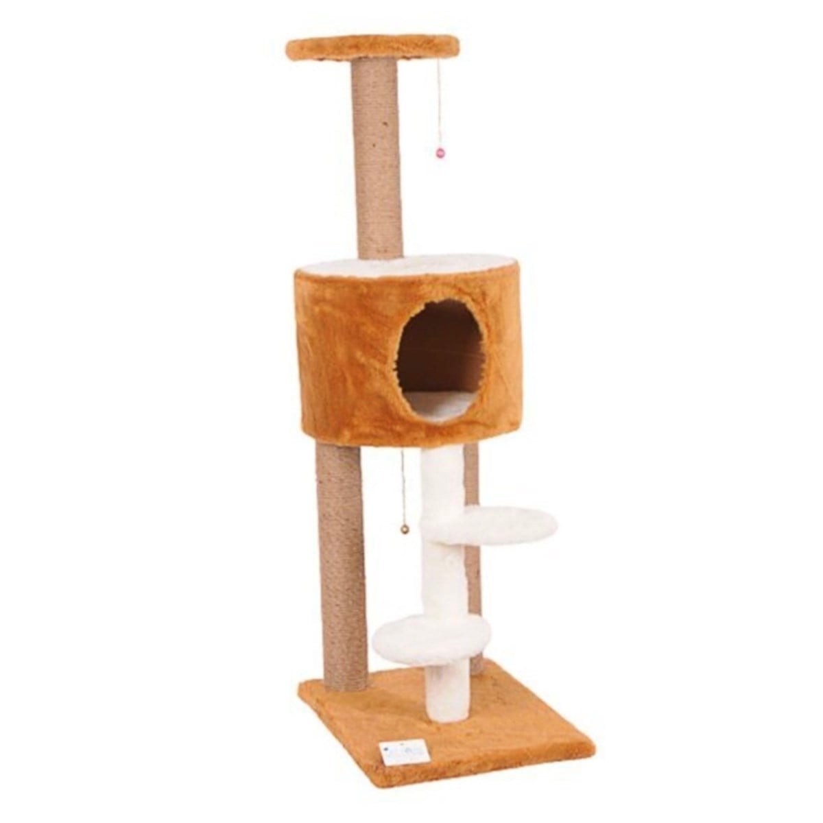 Cat House Merdivenli Oval Yuvalı Kedi Tırmalama Tahtası  128 cm Kahverengi