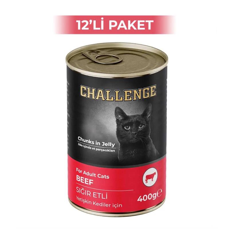 Challenge Sığır Etli Kedi Konservesi 400 g (12 Adet)