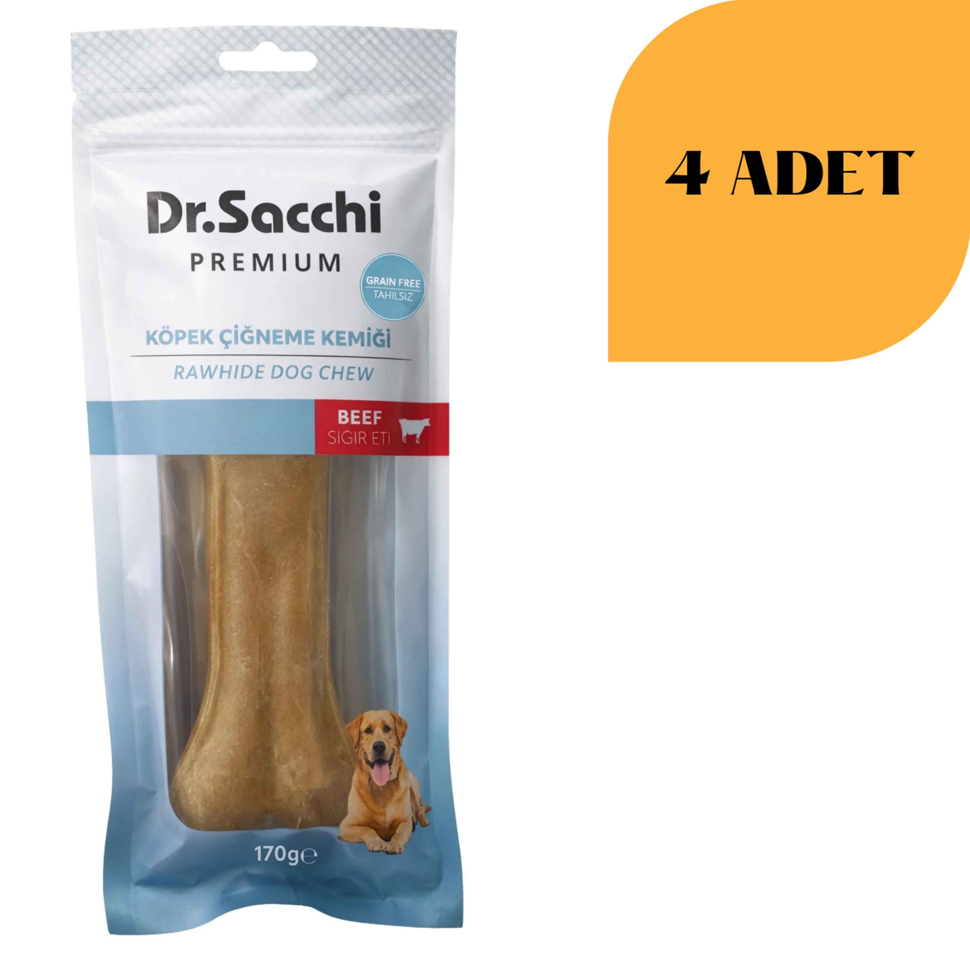 Dr. Sacchi Sığır Derisi Doğal Press Kemik Köpek Ödülü 170 g x 4 Adet