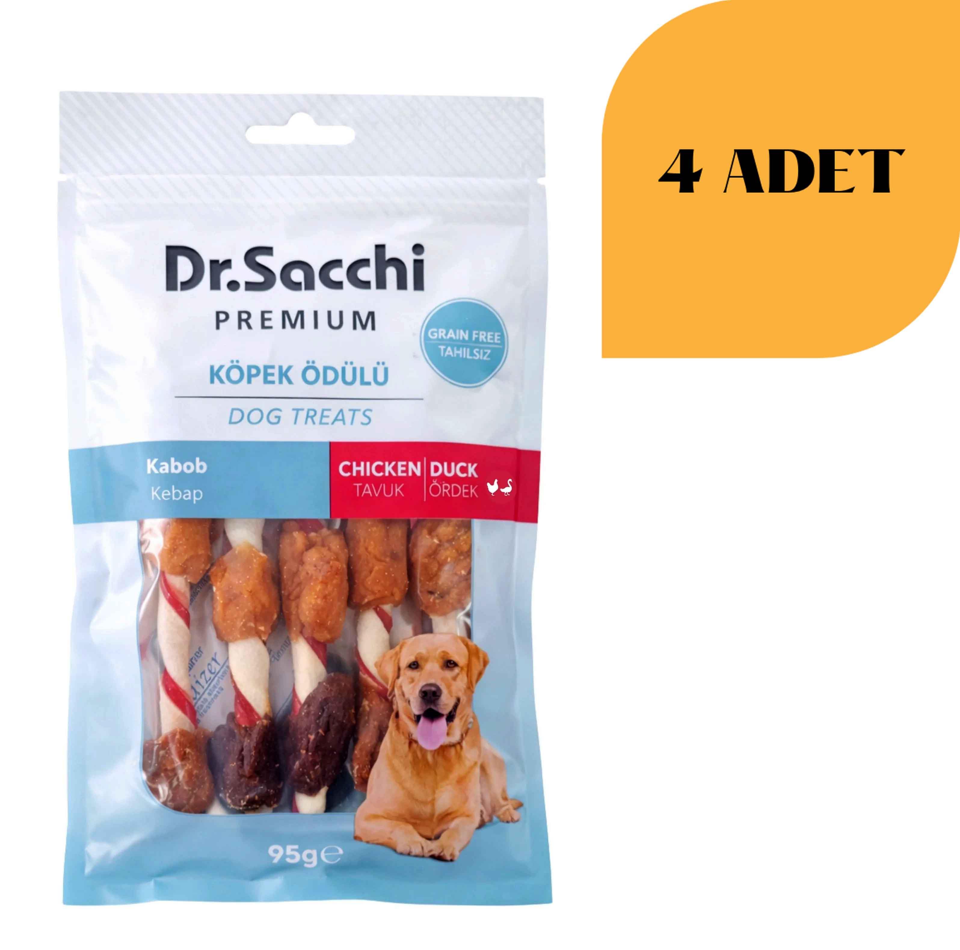 Dr. Sacchi Kebap Tavuk Ördek Sarılı Kemik Köpek Ödülü 100 g x 4 Adet