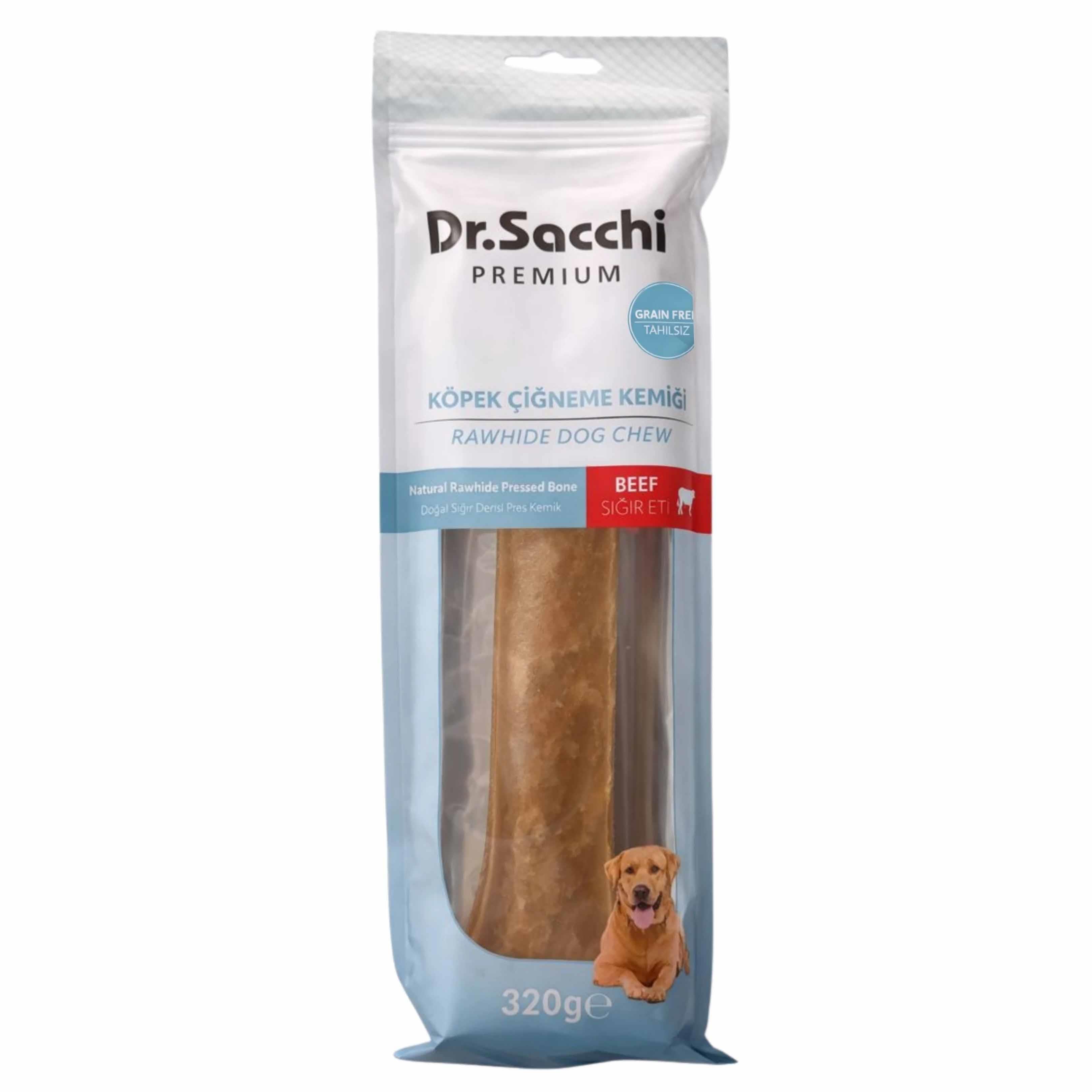 Dr. Sacchi Sığır Derisi Doğal Press Kemik Köpek Ödülü 320 g