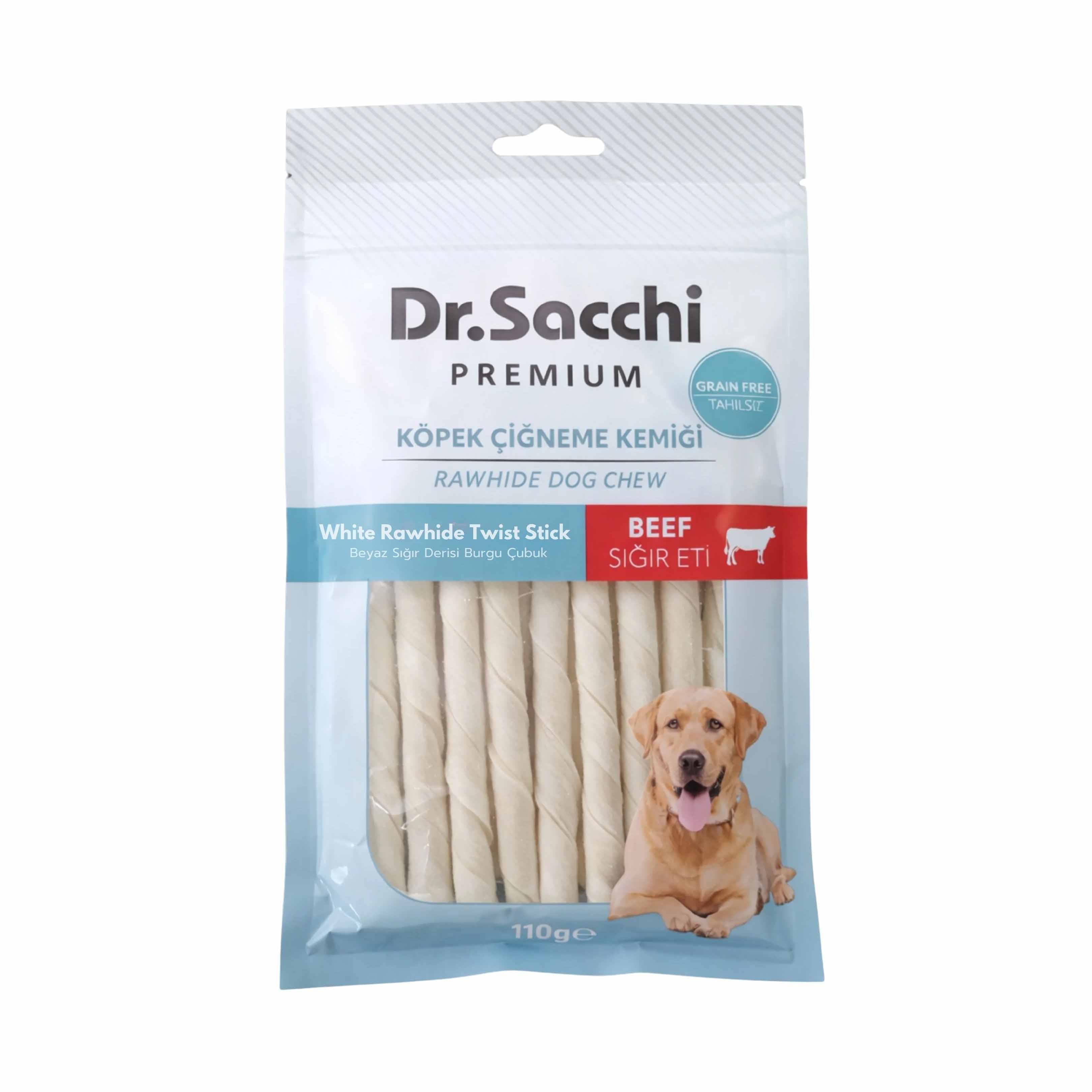 Dr. Sacchi Sığır Derisi Sütlü Burgu Çubuk Kemik Köpek Ödülü 110 g