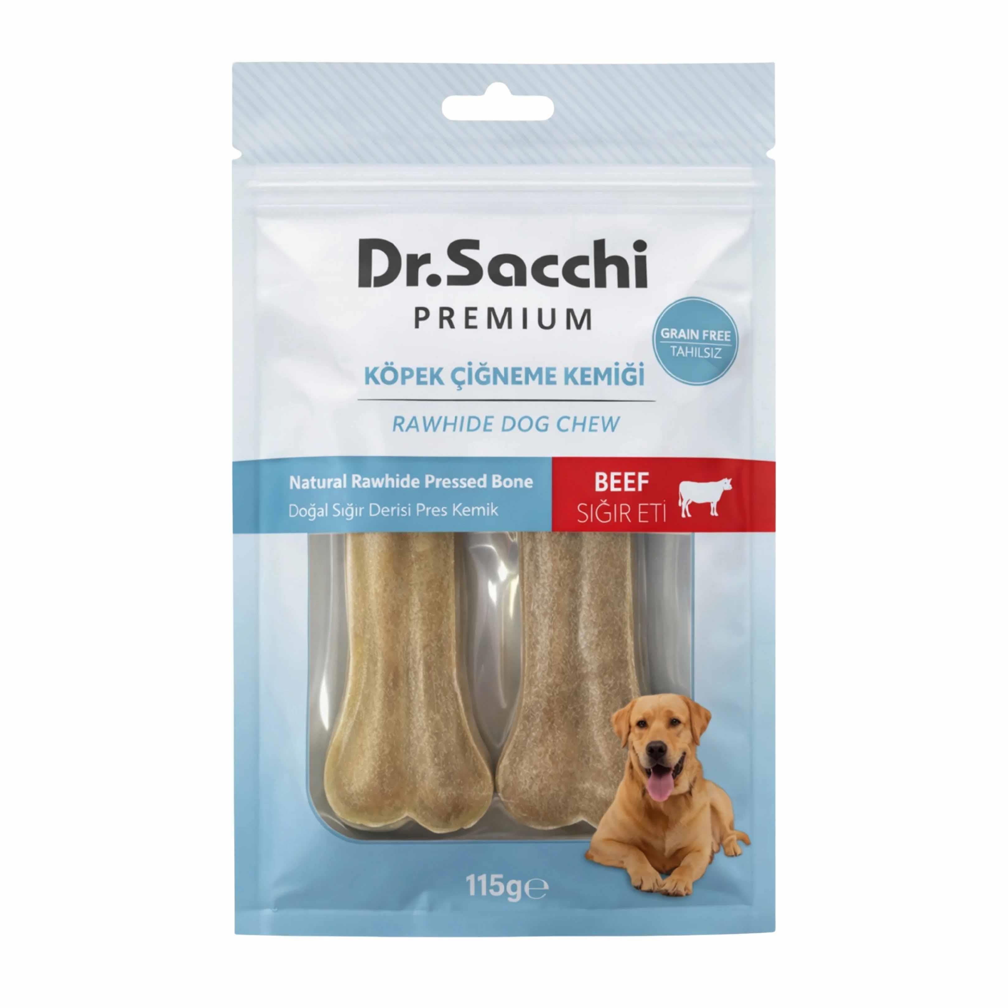Dr. Sacchi Sığır Derisi Doğal Press Kemik Köpek Ödülü 115 g (2 Adet)