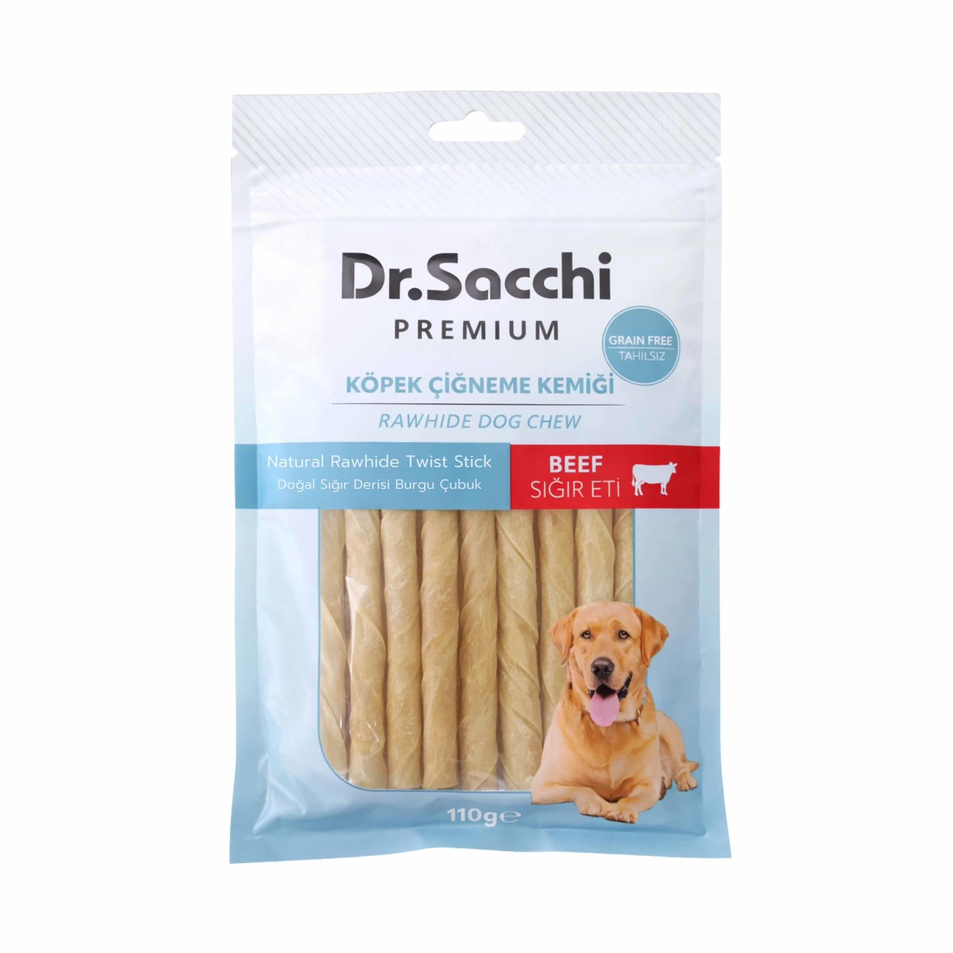 Dr. Sacchi Sığır Derisi Doğal Burgu Çubuk Kemik Köpek Ödülü 110 g
