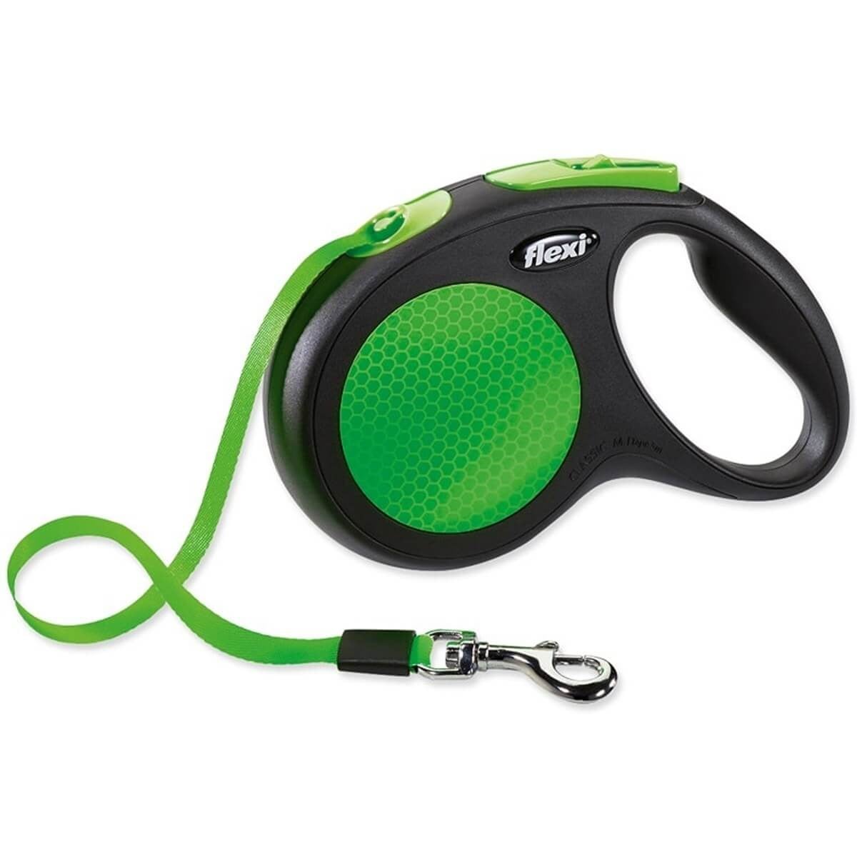 Flexi Neon Otomatik Şerit Tasma Medium Yeşil 5 Mt