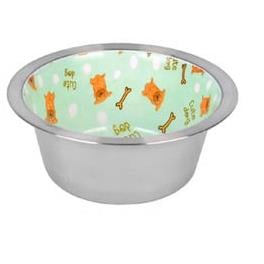 Flip Pet Desenli Seramik Kaplı Derin Çelik Köpek Mama Kabı 470 Ml (Cute Dog Desenli)