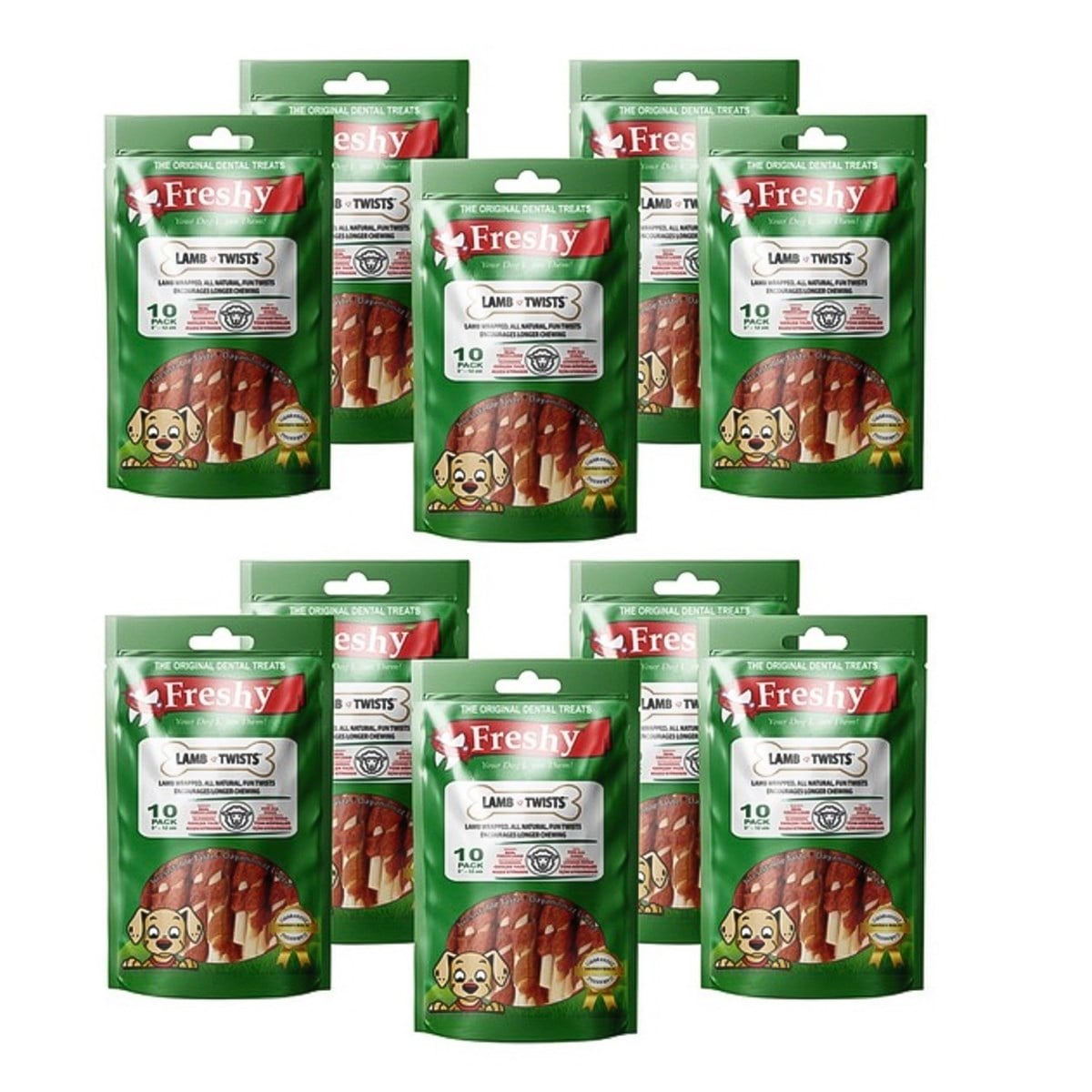 Freshy Lamb Twist Kuzu Eti Sarılı Burgu Çubuk Köpek Ödülü 100'lü  10 Adet 