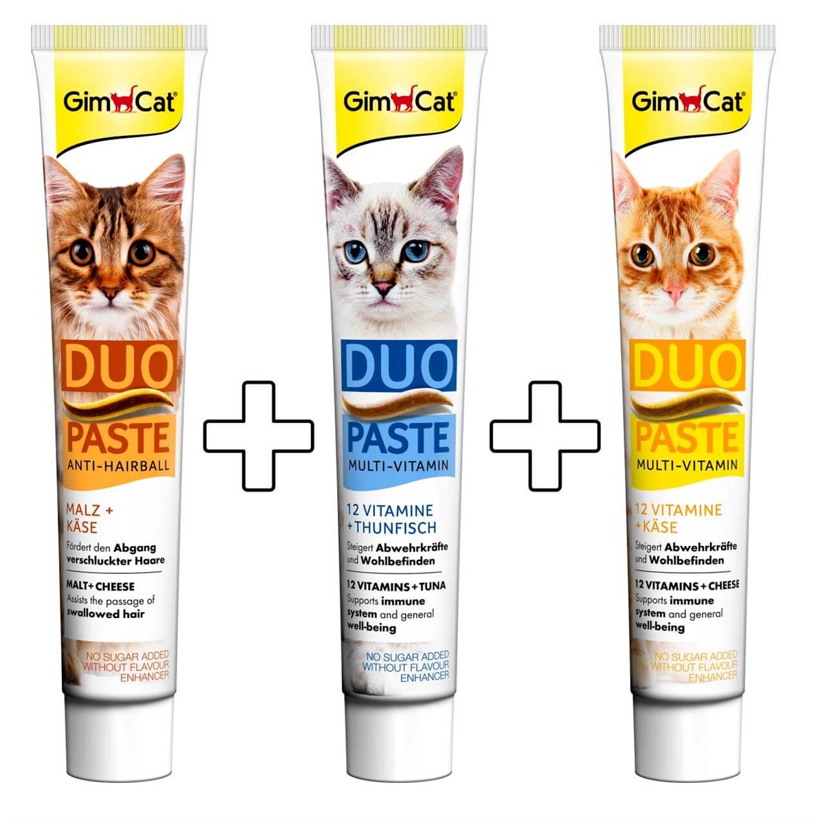 GimCat Duo Paste Multivitamin Tuna + Multivitamin Peynir + Hairball Duo Kedi Macunu  50 gr