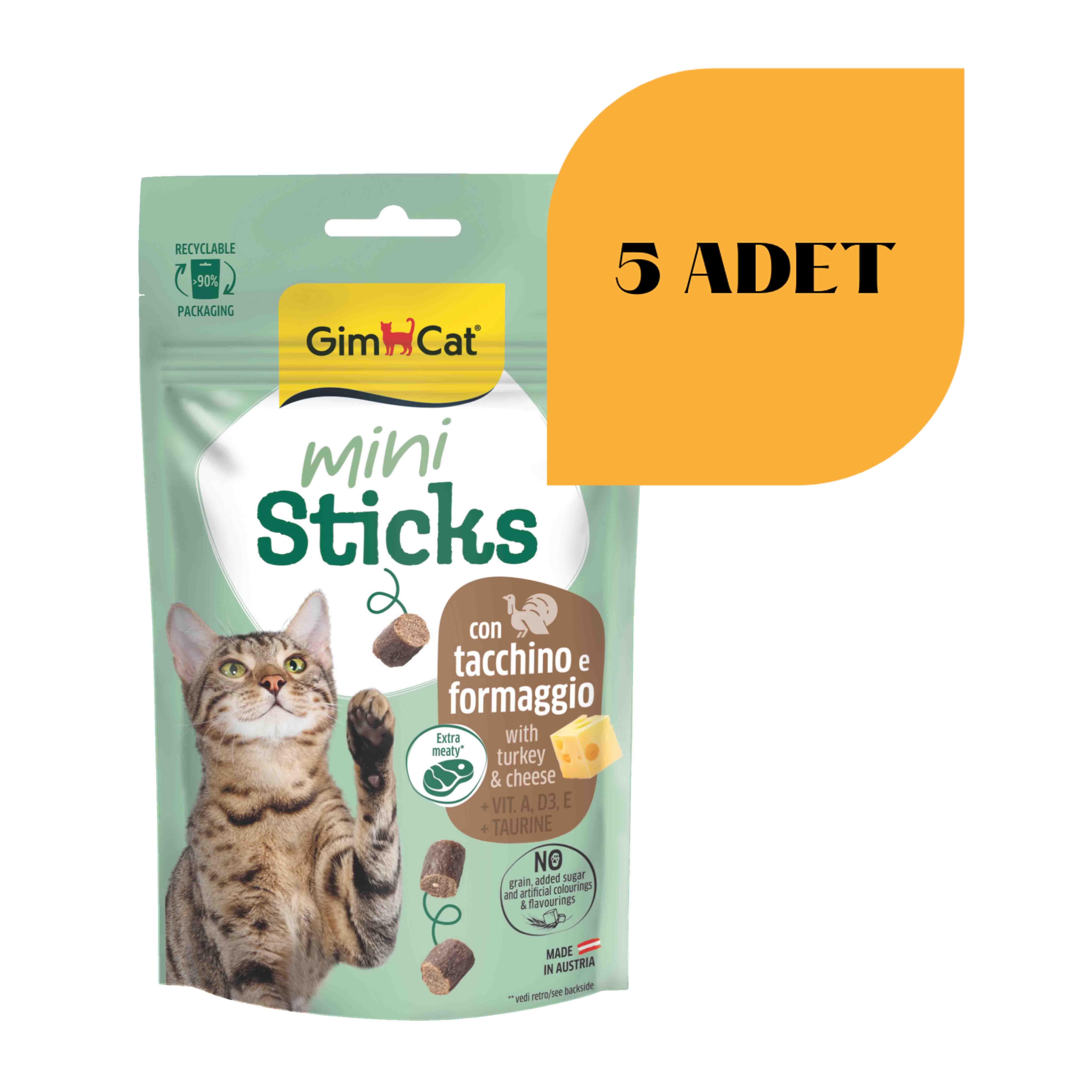 Gimcat Mini Sticks Hindili Peynirli Kedi Ödülü 50 gr (5 Adet)