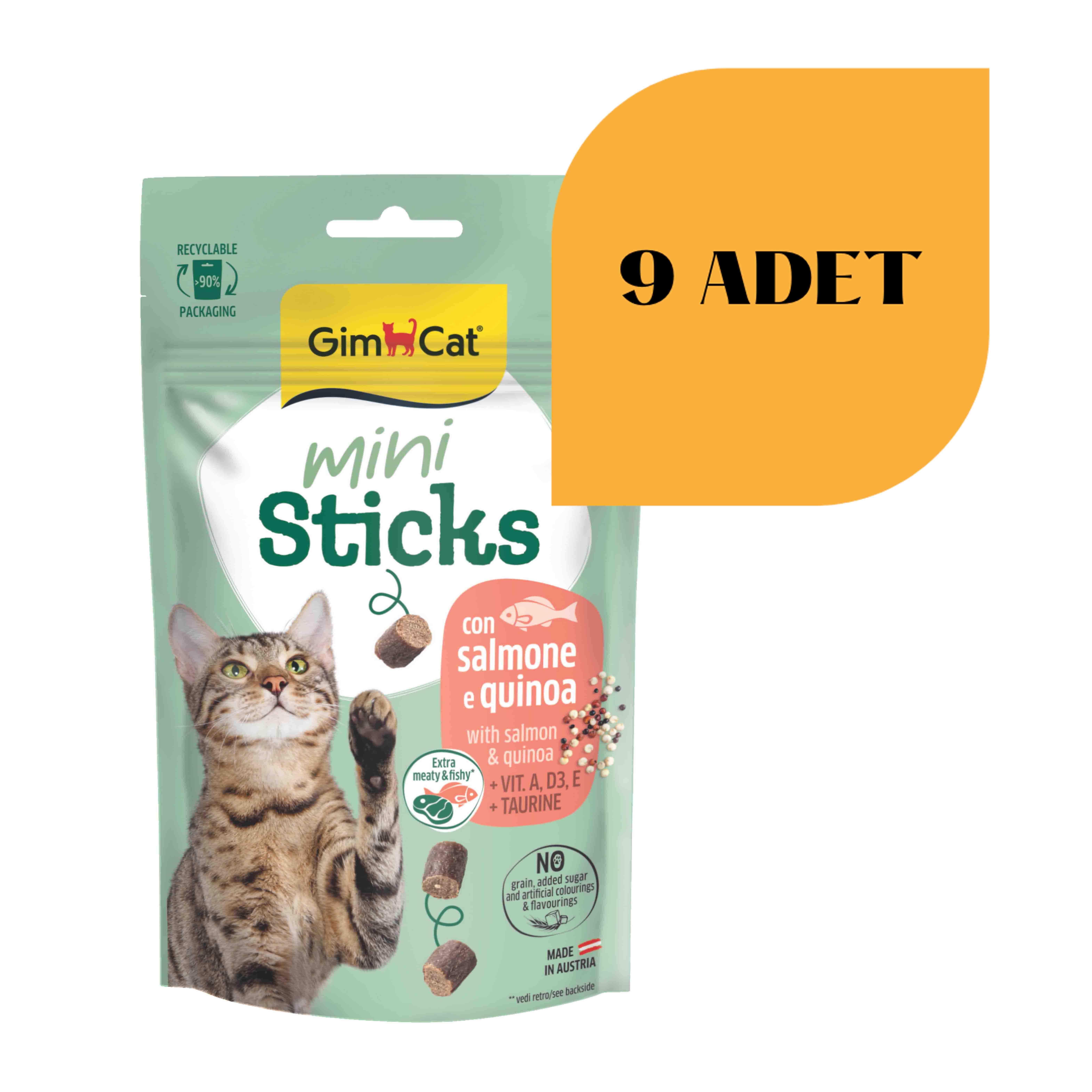 Gimcat Mini Sticks Somonlu Kinoalı Kedi Ödülü 50 gr (9 Adet)