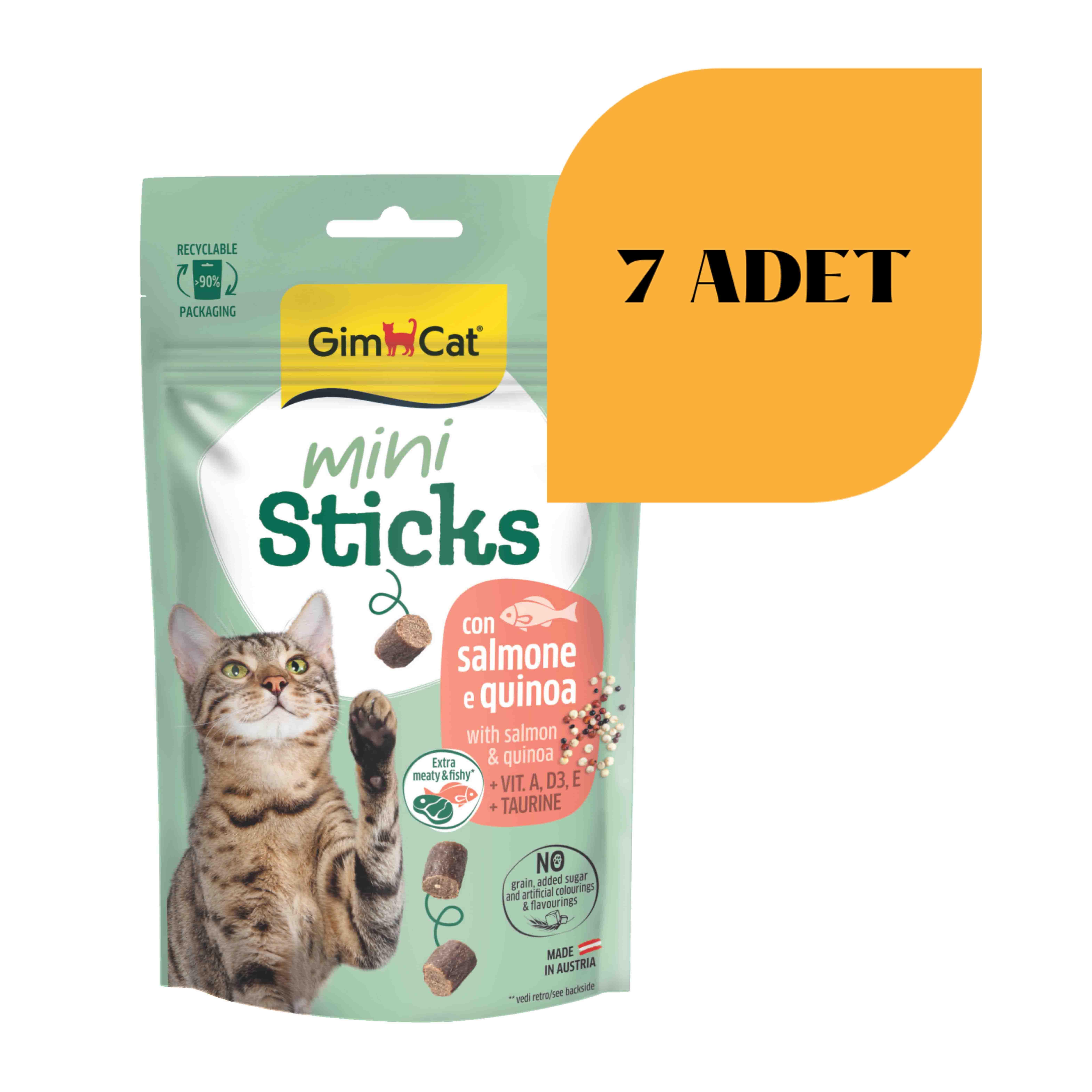 Gimcat Mini Sticks Somonlu Kinoalı Kedi Ödülü 50 gr (7 Adet)