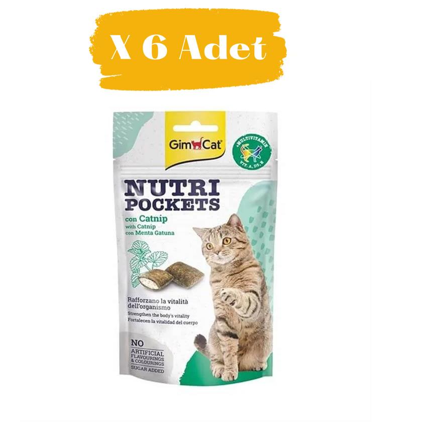 Gimcat Nutri Pockets Kedi Otlu Kedi Ödülü  6 x 60 Gr 
