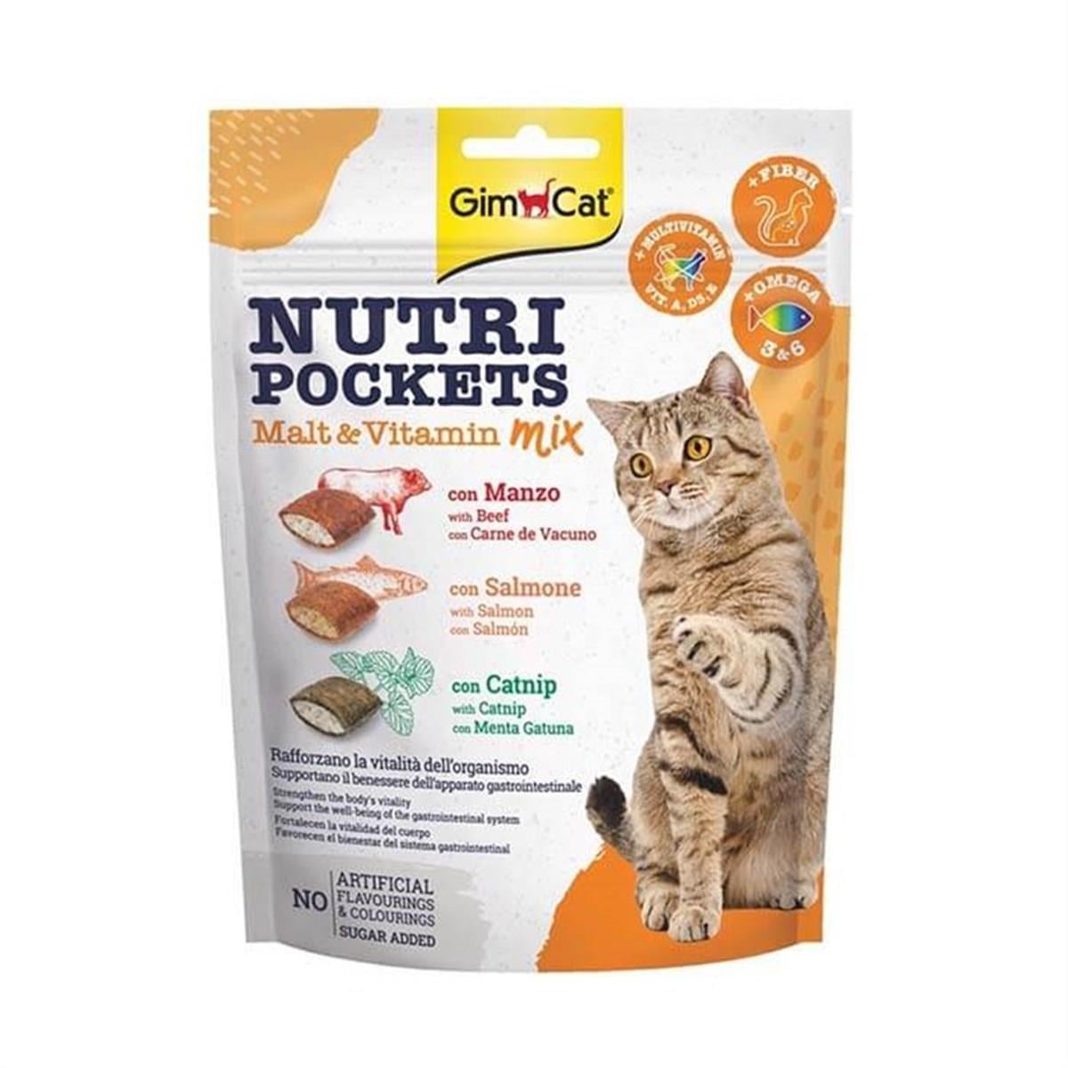 GimCat Nutri Pockets Malt Vitamin Mix Kedi Ödülü  150 gr +  Sea Mix Kedi Ödülü 150 gr + Country Mix Kedi Ödülü 150 g 