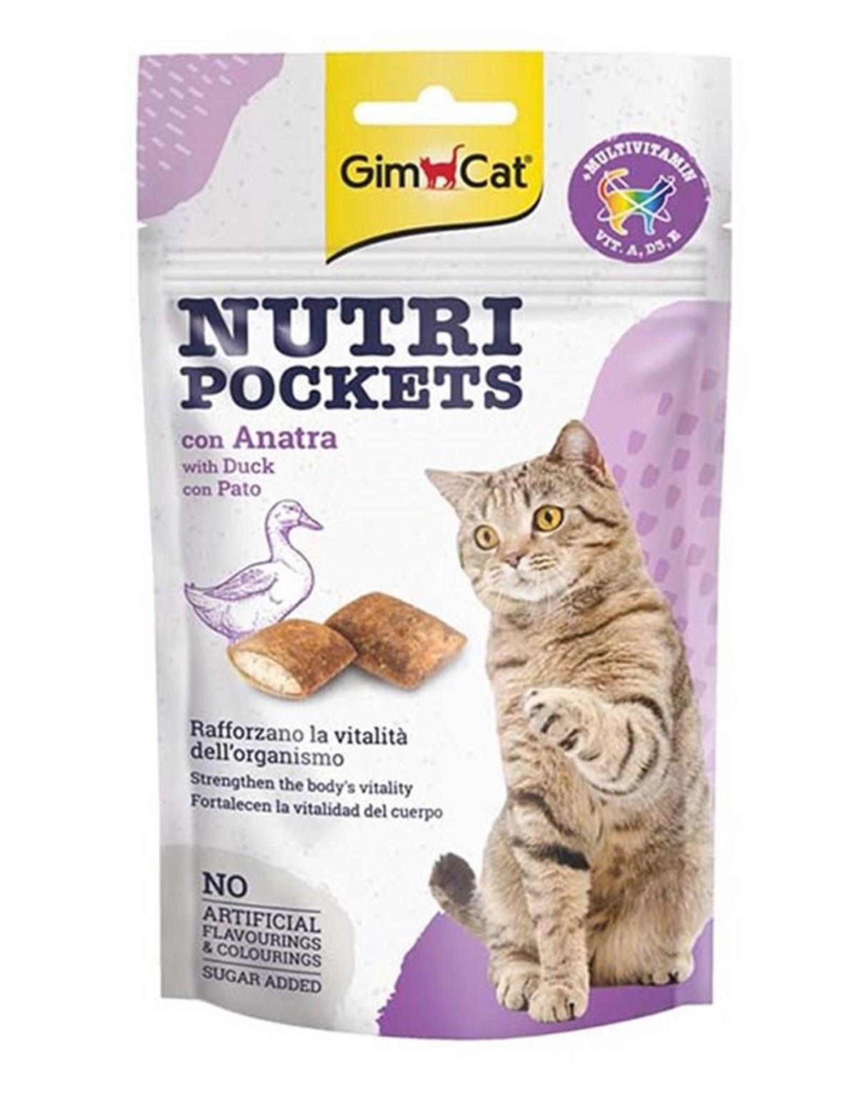 GimCat Nutri Pockets Tavuklu + Somonlu +Ördekli + Catnipli Kedi Ödülü  60 g