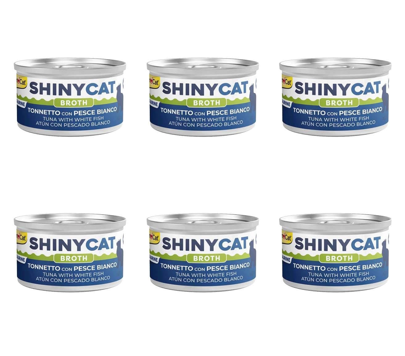 GimCat Shinycat Broth Beyaz Balıklı Ton Balıklı Konserve Kedi Maması 70 Gr (6 Adet)