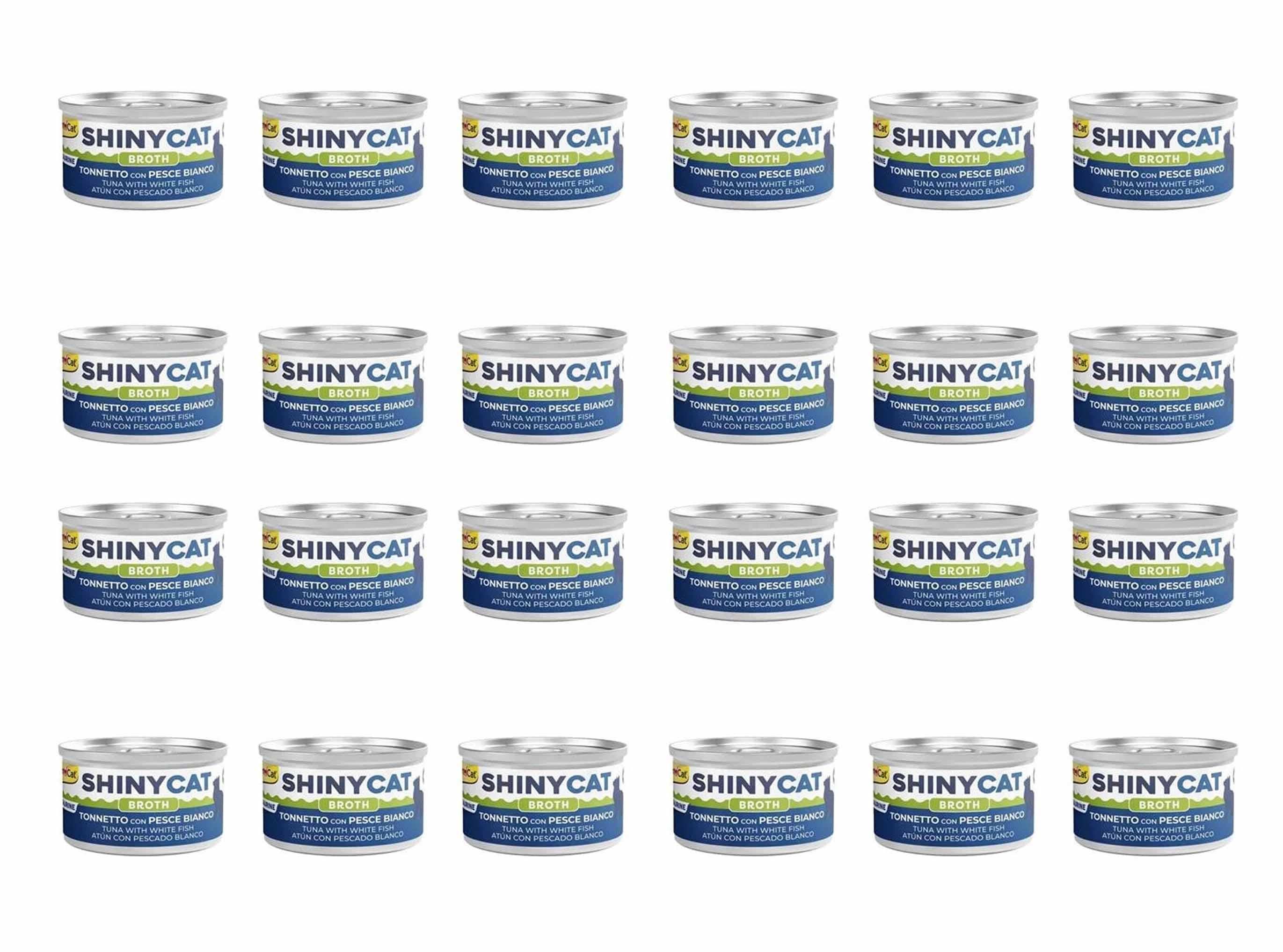 GimCat Shinycat Broth Beyaz Balıklı Ton Balıklı Konserve Kedi Maması 70 Gr (24 Adet)