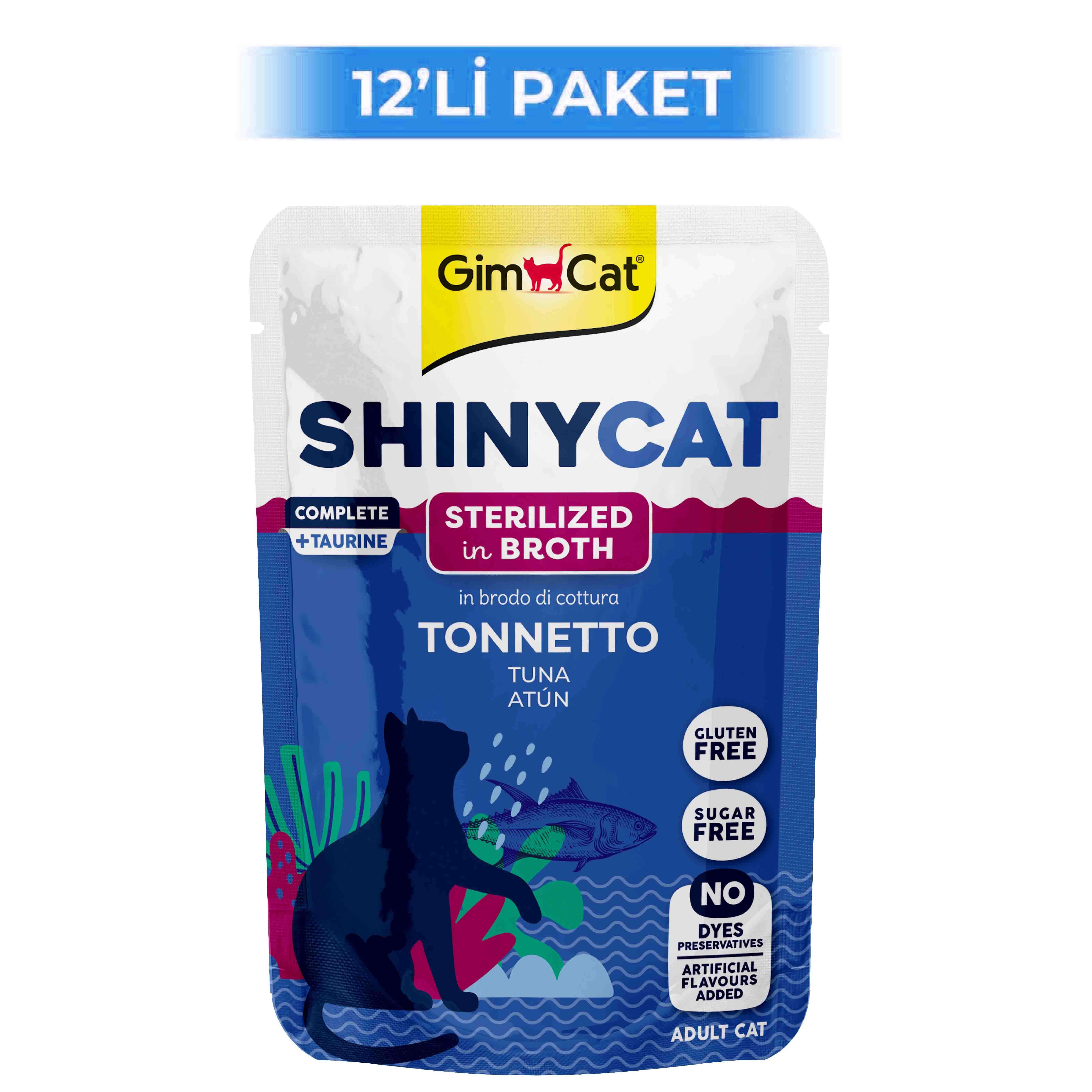 GimCat Shinycat Broth Sterilised Ton Balıklı Pouch Konserve Kedi Maması 70 Gr (12 Adet)