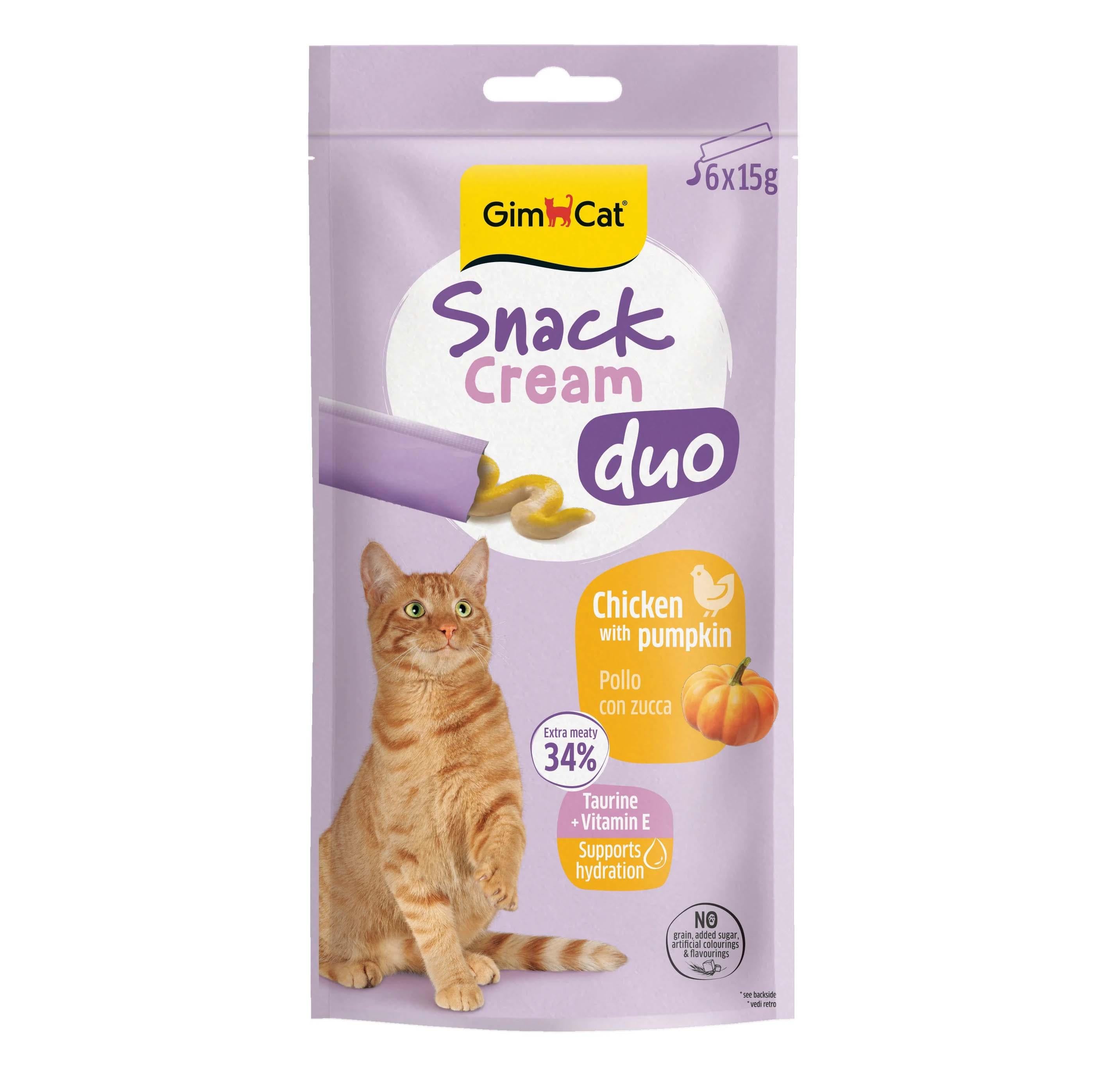 Gimcat Snack Cream Duo Tavuklu Ve Balkabaklı Krema Kedi Ödülü 6 x 15 g