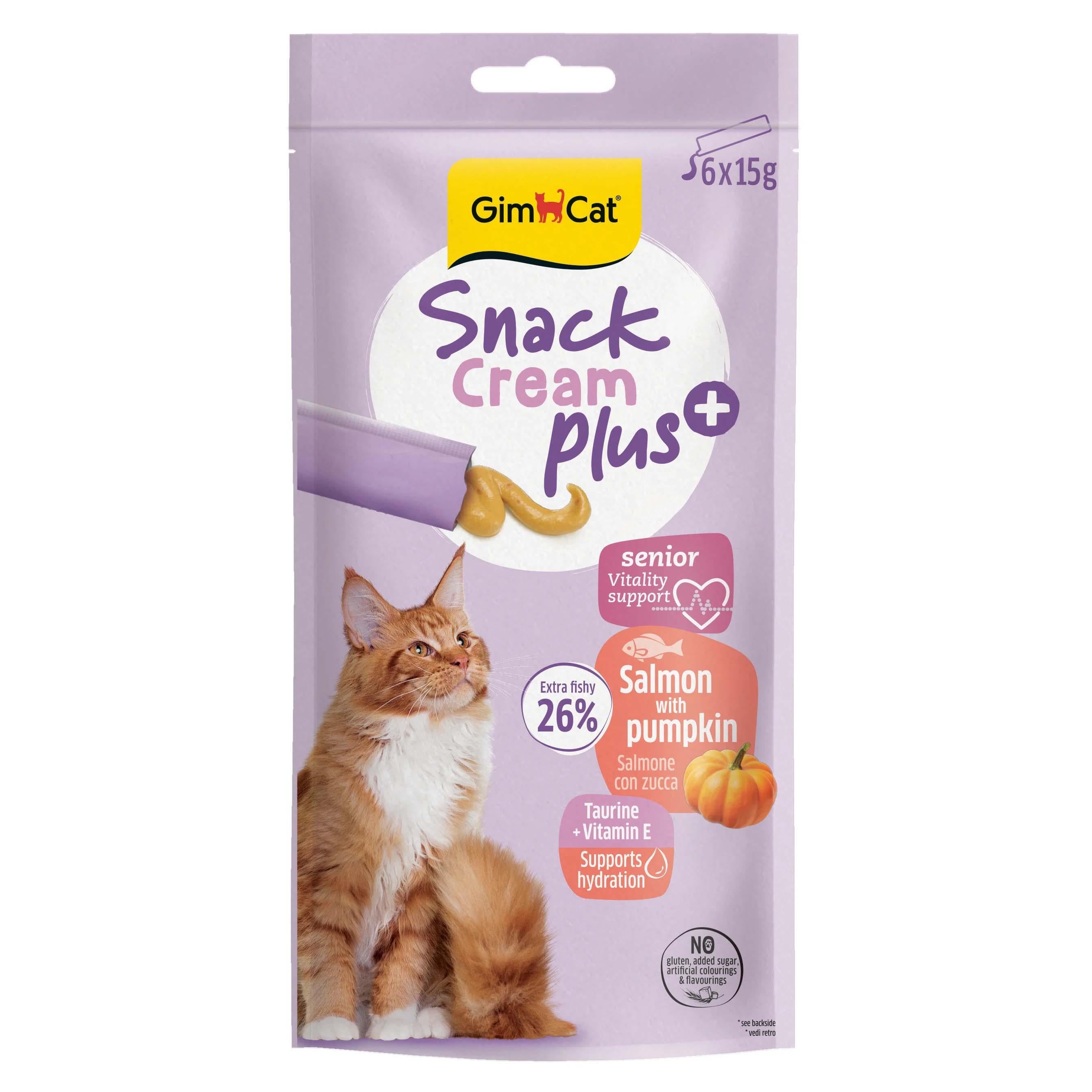Gimcat Snack Cream Plus Somonlu Ve Balkabaklı Krema Kedi Ödülü 6 x 15 g