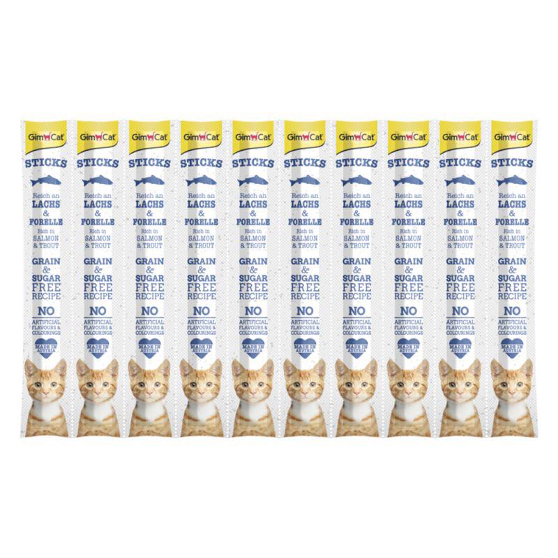 Gimcat Sticks Somonlu Ve Alabalıklı Çubuk Kedi Ödülü 5 g (10 Adet)