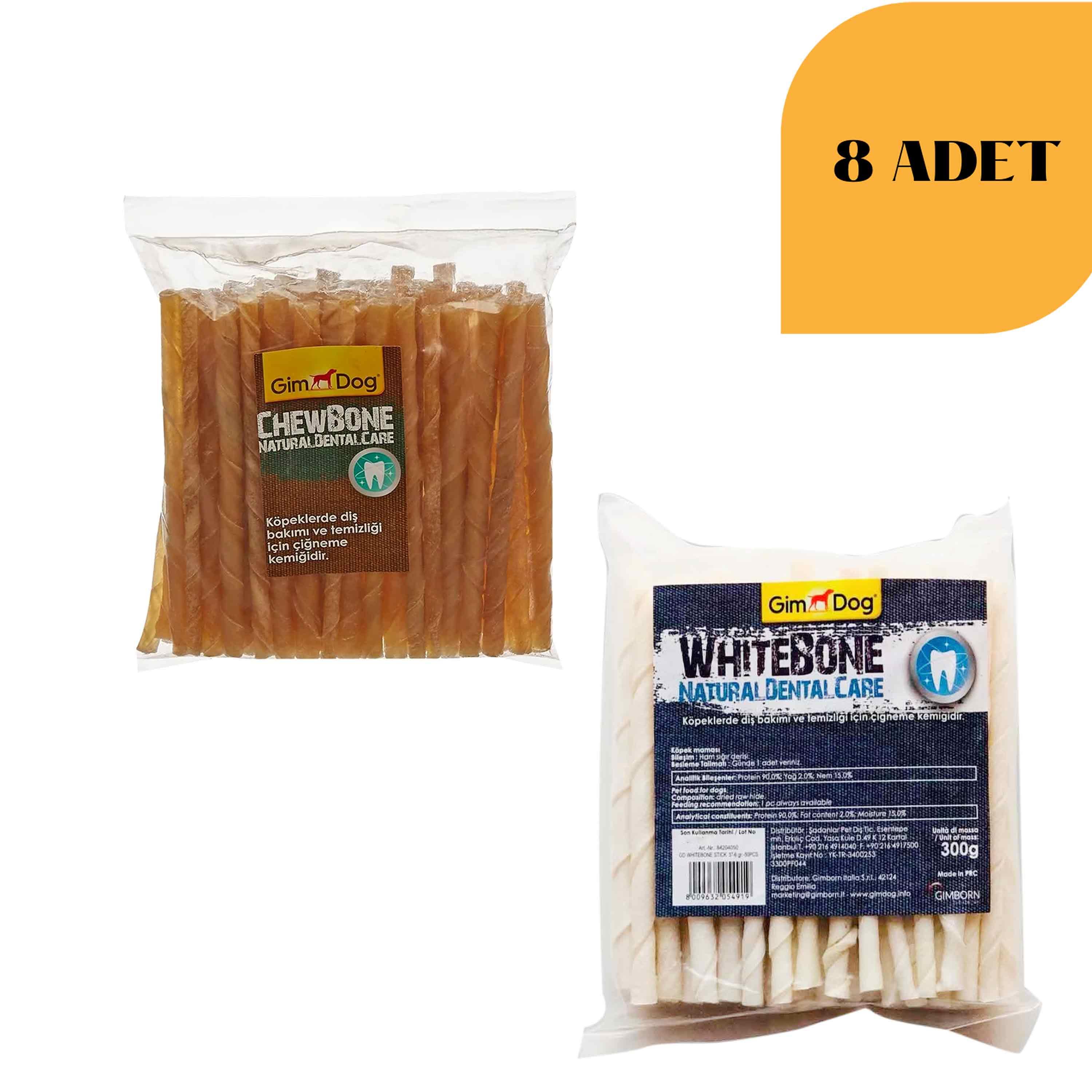 Gimdog Naturel & White Bone Burgu Çubuk Köpek Ödülü (100 Lü Paket 5-6 Gr) 8 Adet
