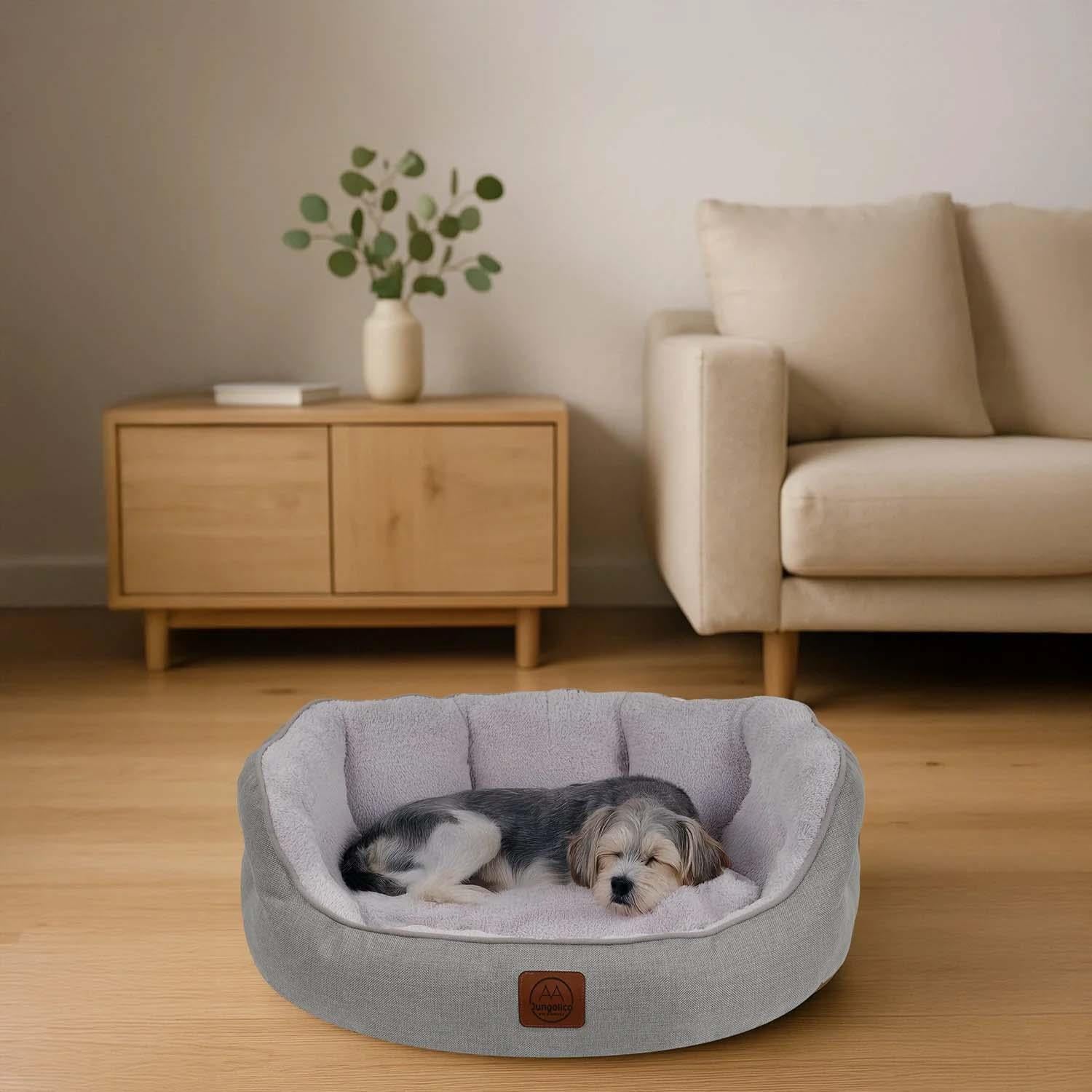 Jungolica Coco Çift Taraflı Minderli Köpek Yatağı 60 x 70 cm (Gri)