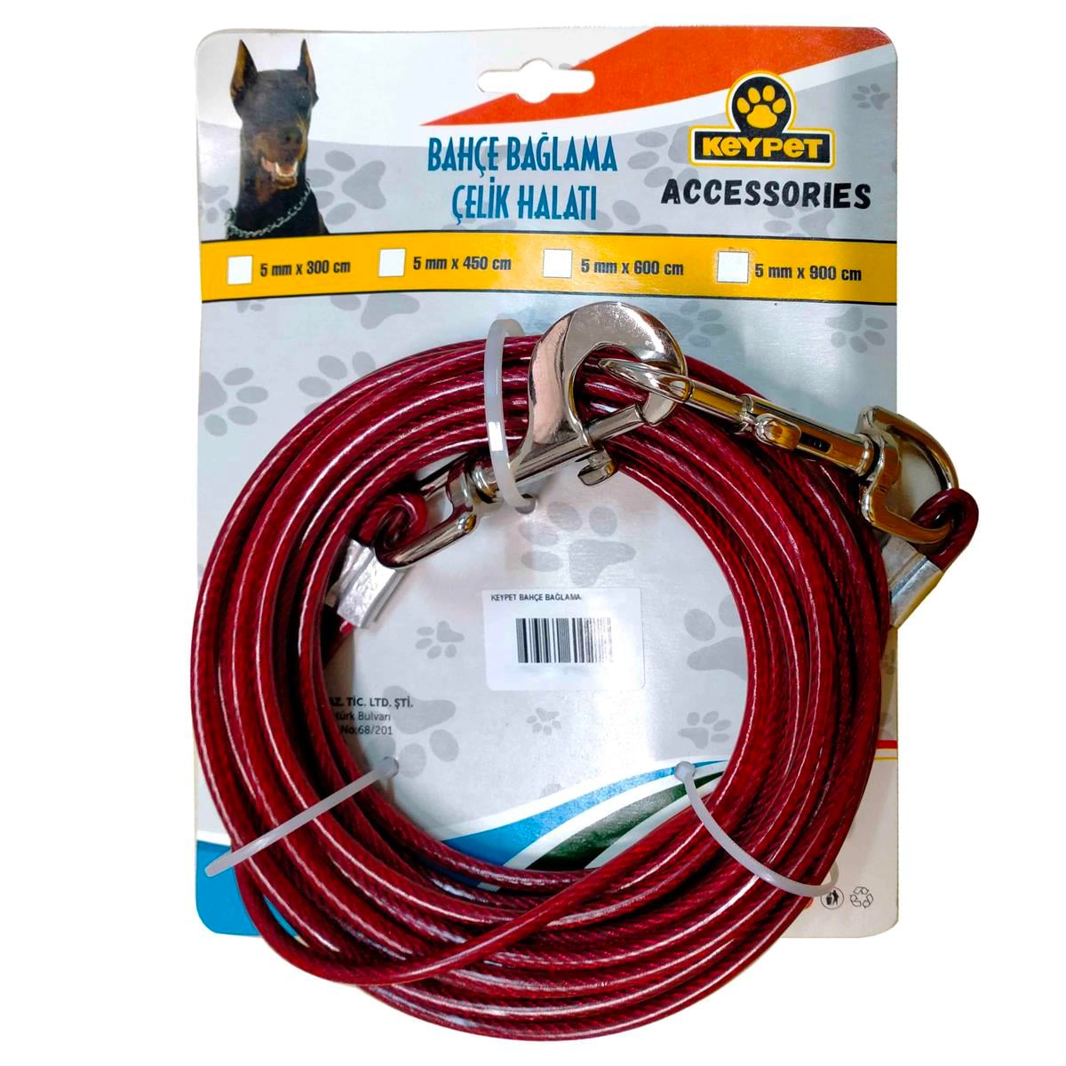 Keypet Köpekler İçin Çelik Bahçe Bağlama Halatı 5 mm x 9 metre