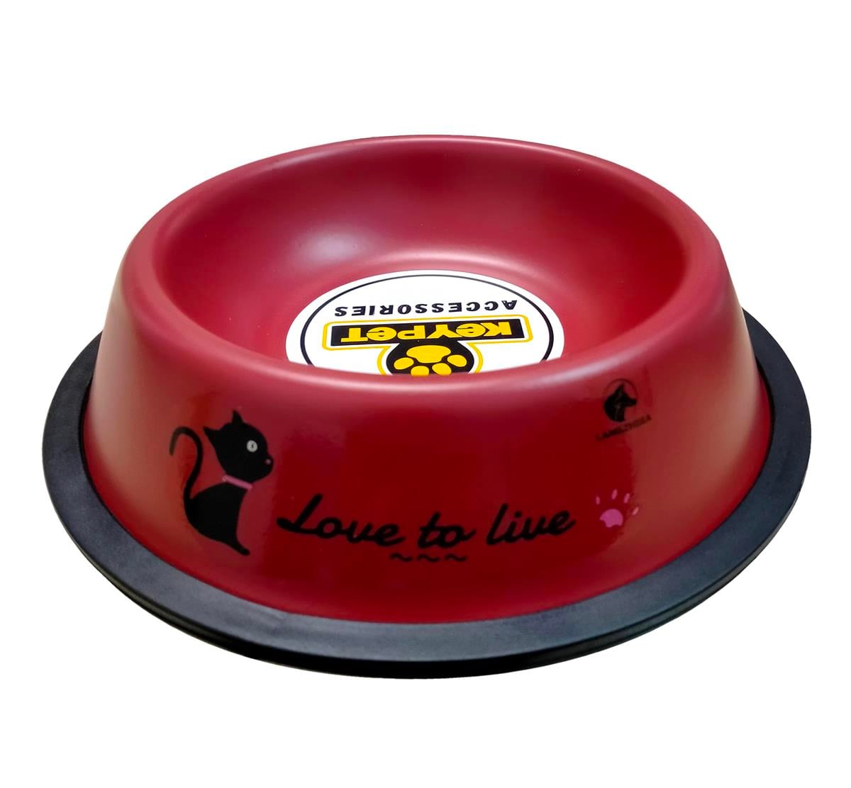 Keypet Renkli Çelik Kedi ve Köpek Mama Kabı 12 cm (Kırmızı)