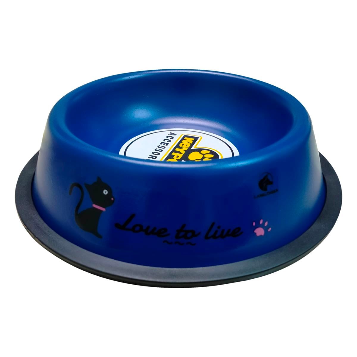 Keypet Renkli Çelik Kedi ve Köpek Mama Kabı 12 cm (Mavi)