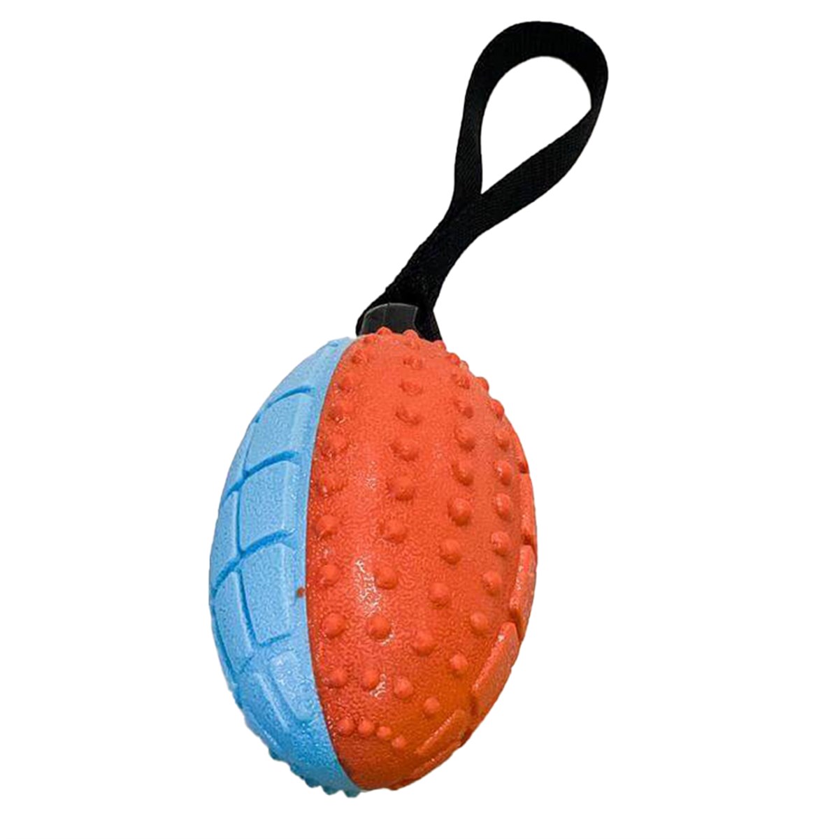 Lionpet Sesli Rugby Topu Kauçuk Köpek Oyuncağı  16 cm (Mavi Turuncu)