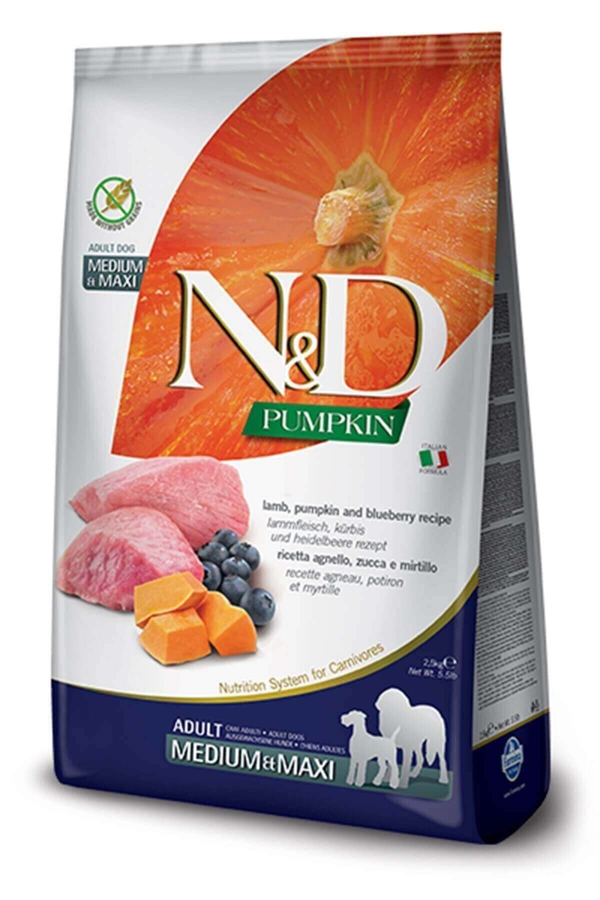N&D Balkabaklı Kuzu Etli Medium Maxi Tahılsız Köpek Maması 2.5 Kg