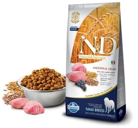 N&D Düşük Tahıllı Medium & Maxi Kuzulu Ve Yaban Mersinli Köpek Maması 2,5 Kg