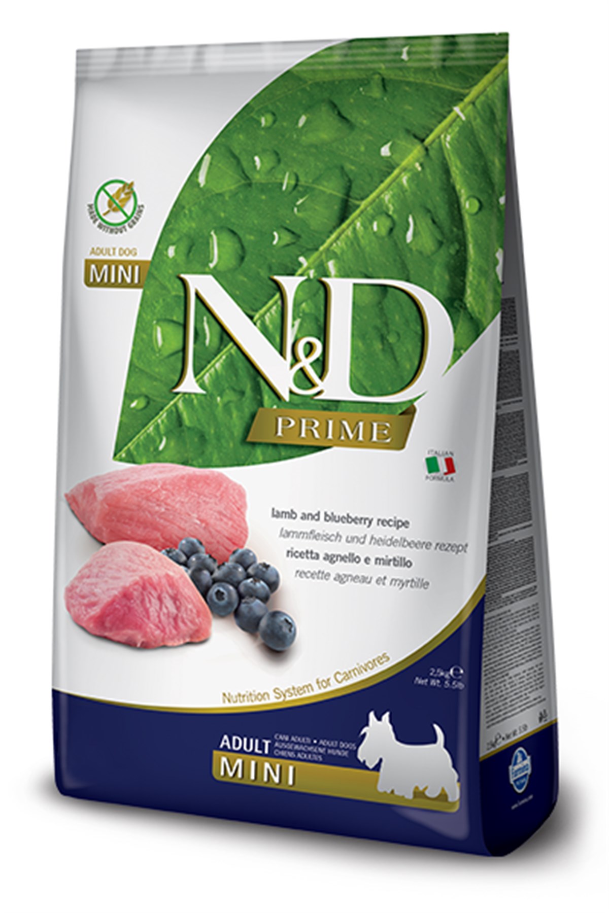 N&D Kuzulu Yaban Mersinli Tahılsız Mini Yetişkin Köpek Maması 2.5 Kg