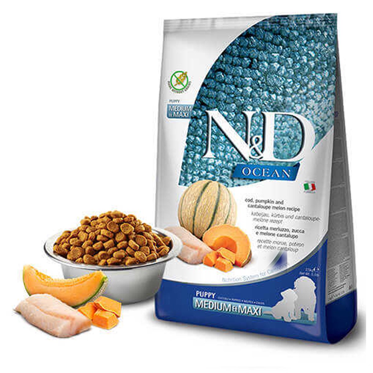N&D Ocean Balkabaklı Morina Balıklı ve Kavunlu Tahılsız Yavru Köpek Maması 2.5 kg