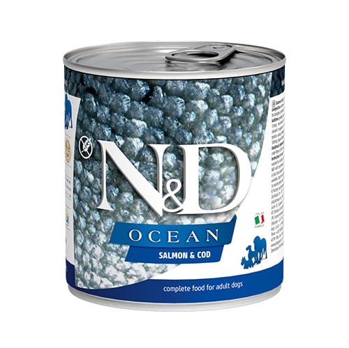 N&D Ocean Somonlu ve Morina Balıklı Tahılsız Yetişkin Köpek Konservesi 285 g