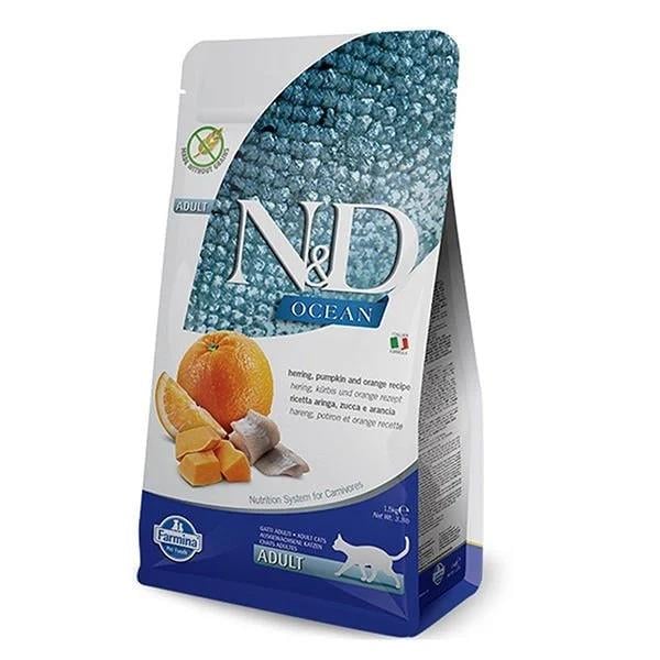 ND Ocean Tahılsız Ringa Balığı, Balkabağı Ve Portakallı Yetişkin Kedi Maması 1,5 Kg