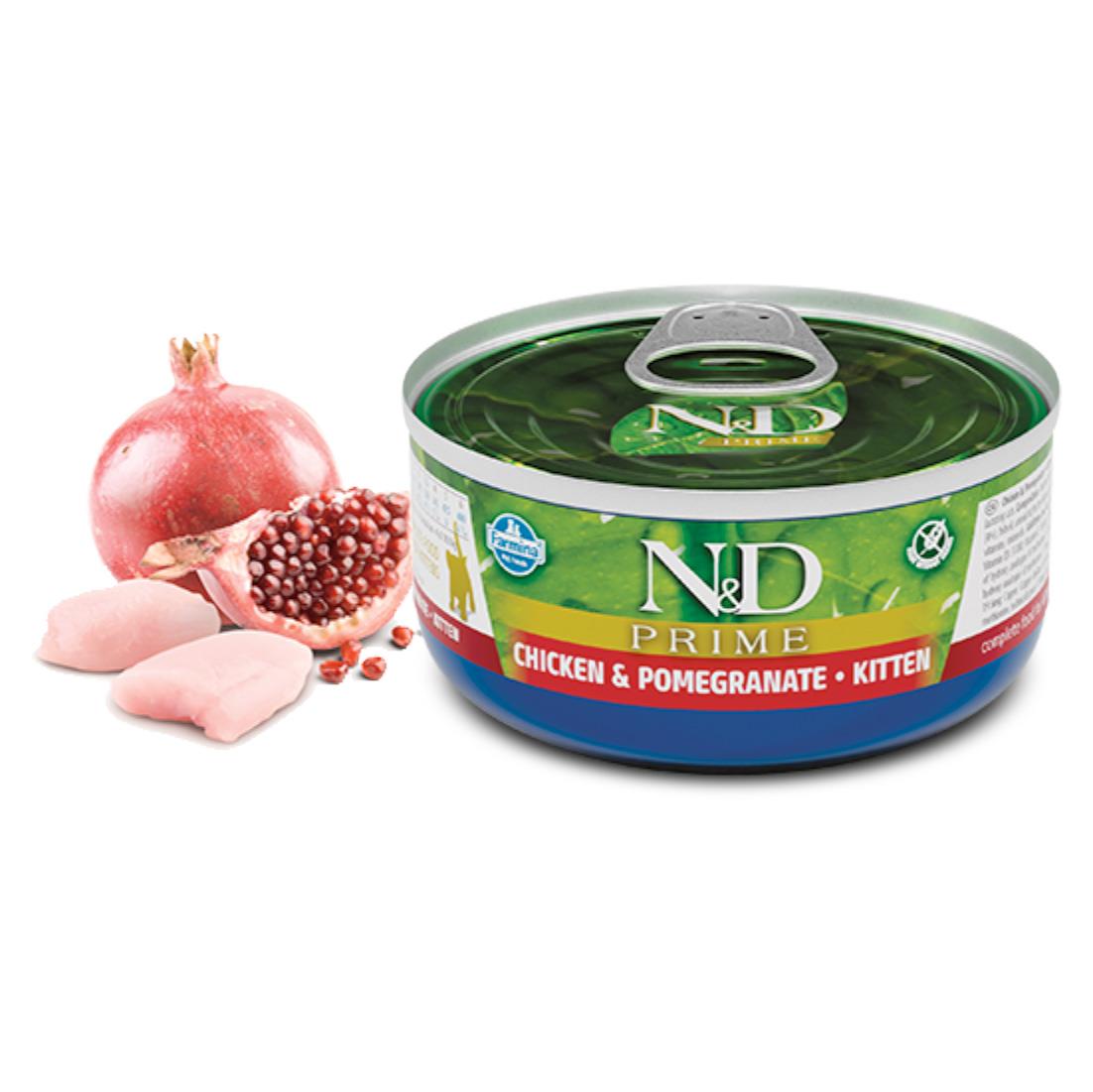 N&D Prime Tavuklu Ve Narlı Tahılsız Yavru Kedi Konservesi  70 g