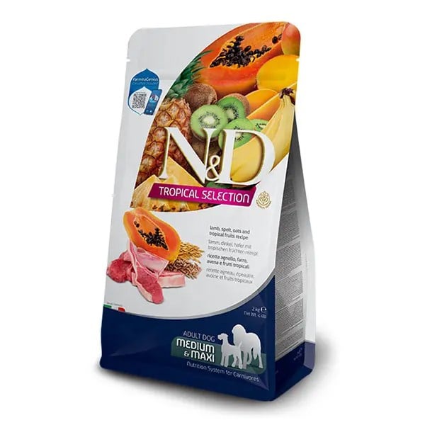 N&D Tropical Medium & Maxi Kuzulu Ve Tropikal Meyveli  Köpek Maması 10 Kg