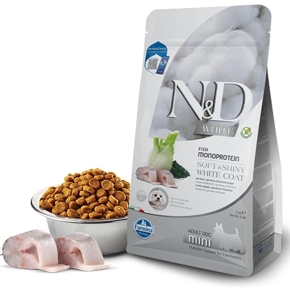 N&D White Dog Levrek, Rezene Ve Spirulina Mini Yetişkin Köpek Maması 5 kg
