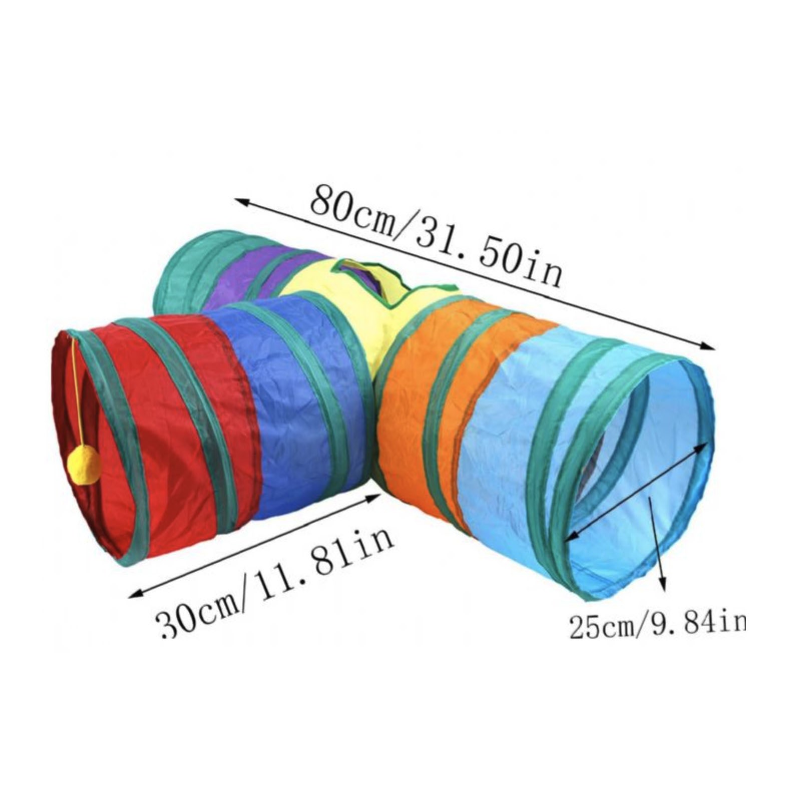 Nunbell Üç Yollu Oyun Tüneli Kedi Oyuncağı 80 cm