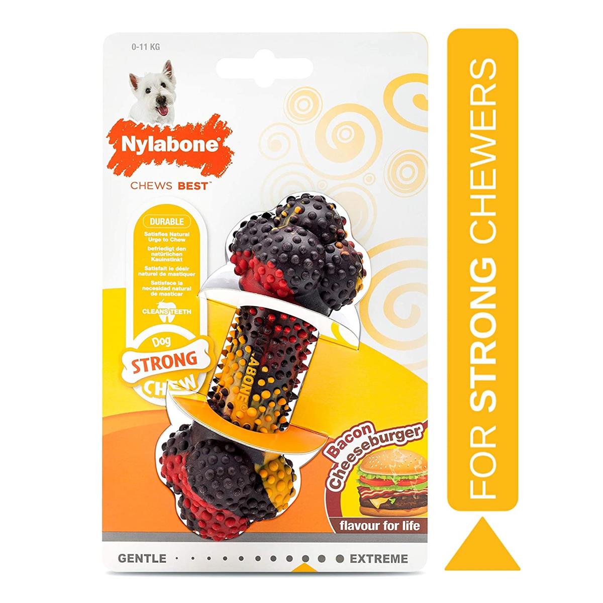 Nylabone Bacon Cheeseburger  Aromalı Kauçuk Kemik Köpek Oyuncağı 18 cm (M)