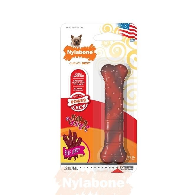 Nylabone Beef Jerky Aromalı Kauçuk Sert Kemik Köpek Oyuncağı (XS)